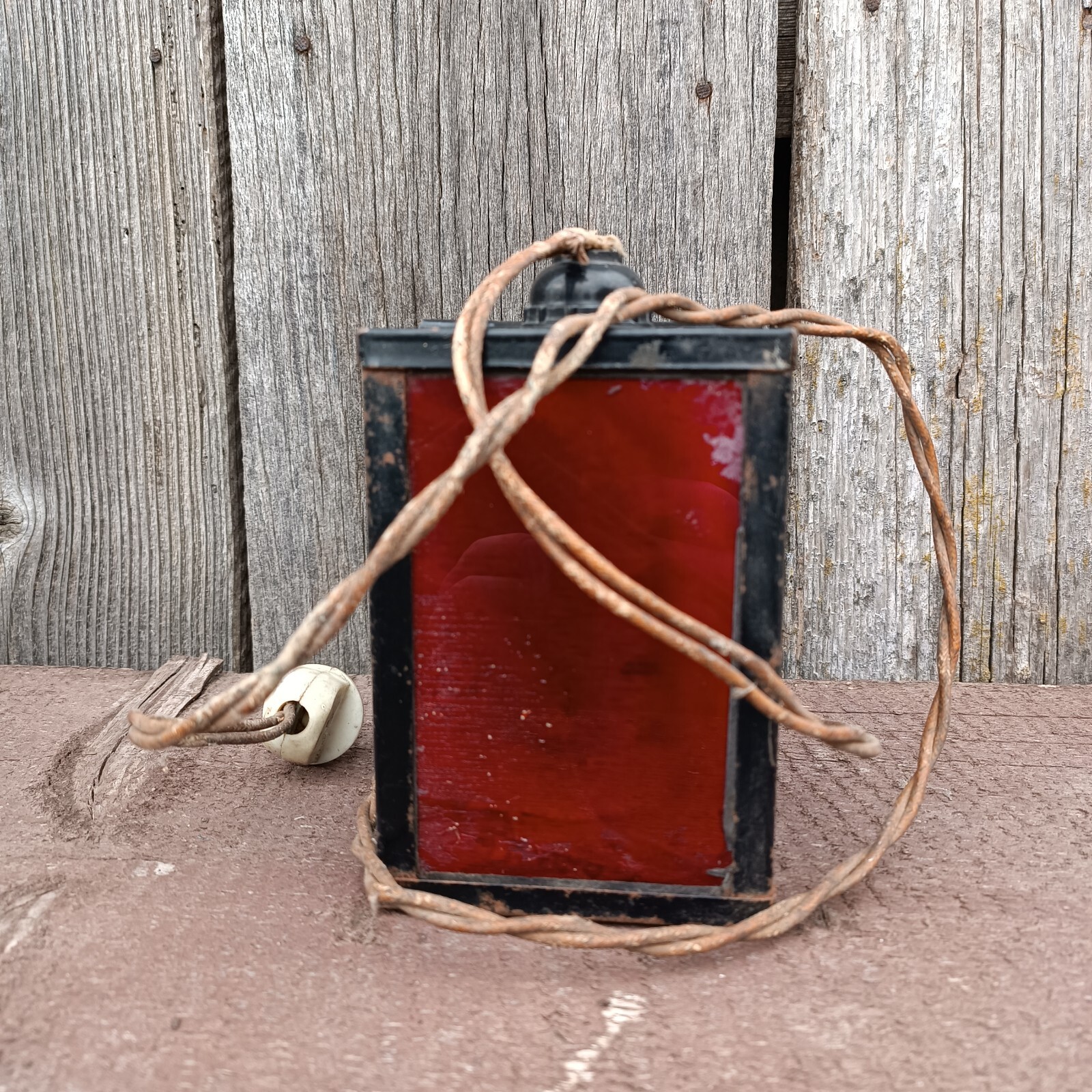 Soviet rich antique red lantern for photo printing 1980s USSR antique.