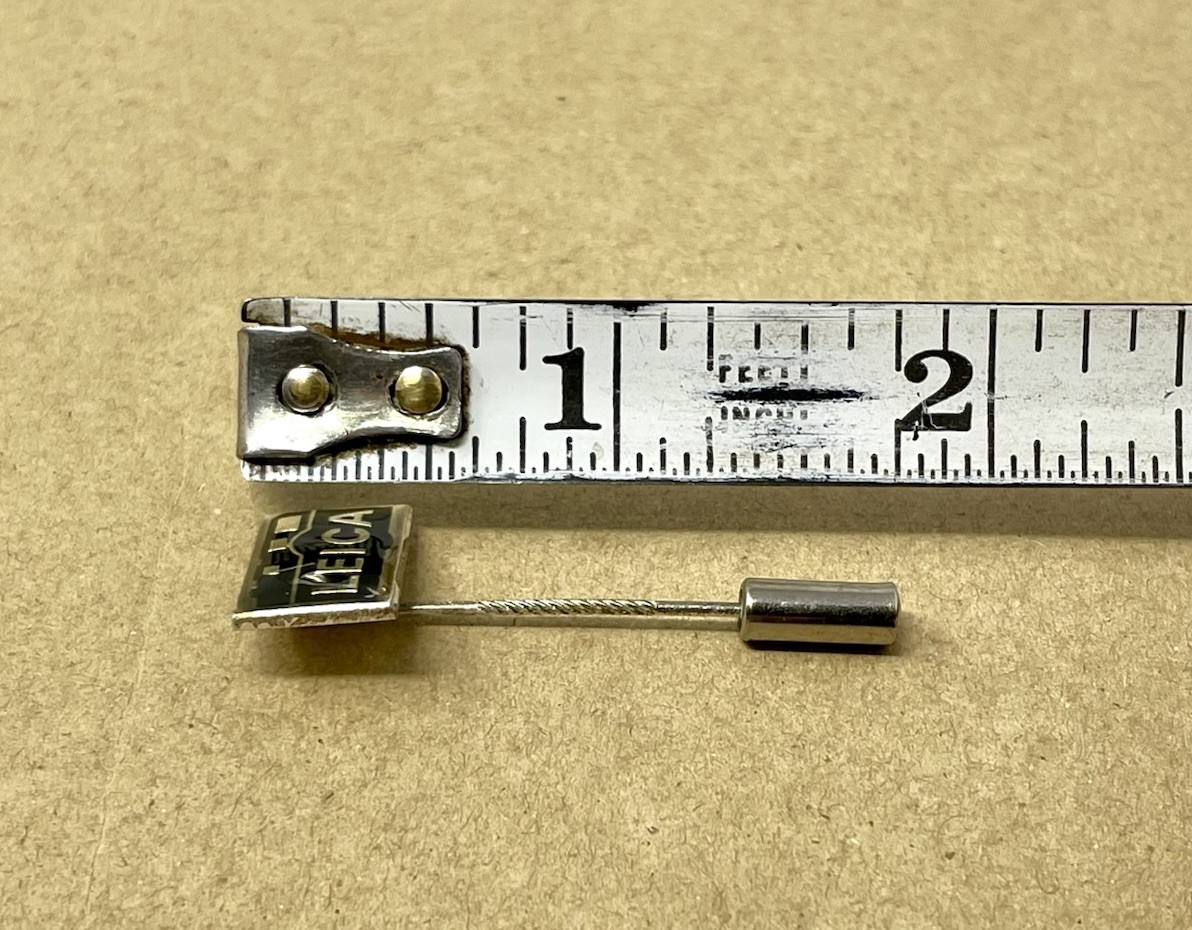Vintage Leica Camera Hat Lapel Or Stick Pin Black Enamel Gold Tone Metal Logo