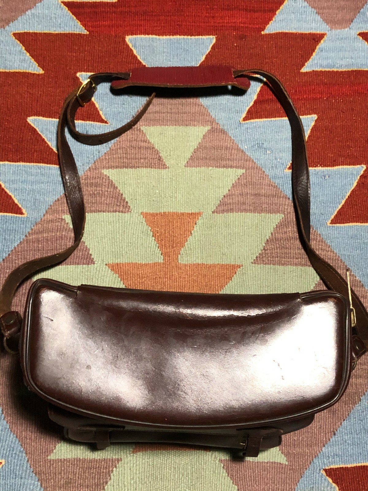 Vintage 60s Leather Camera Case Hard Shell Diamond Made in USA