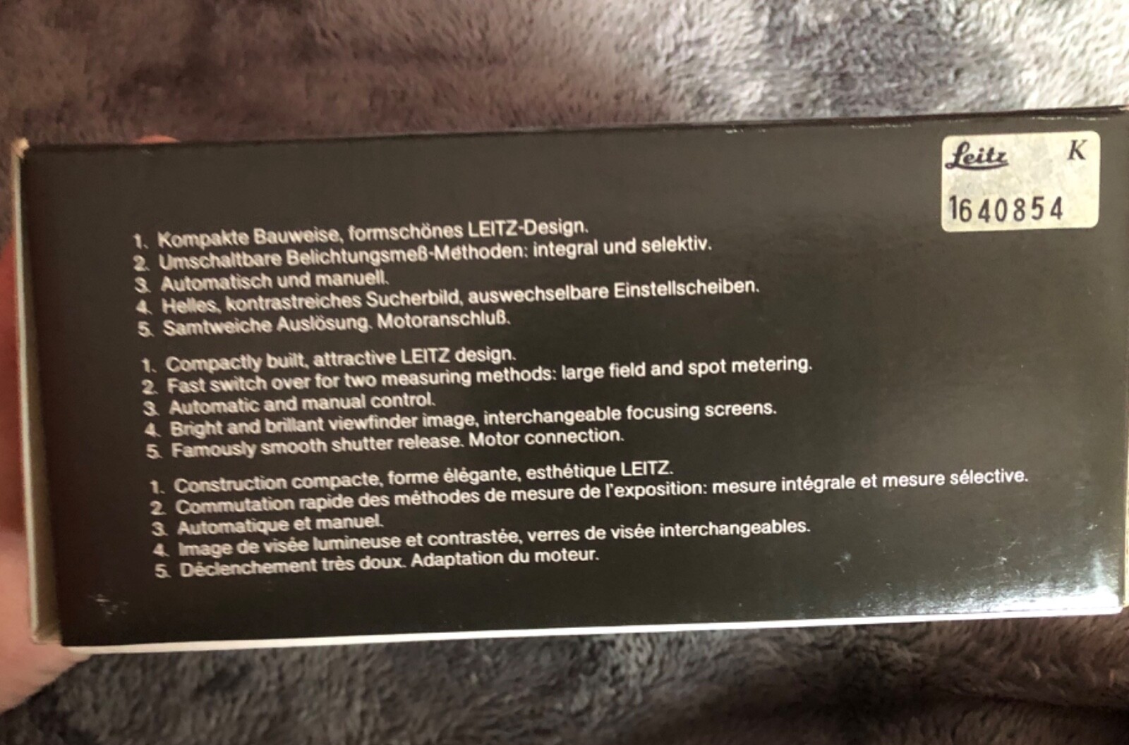 EMPTY BOX for Leica R4s SLR Film Camera