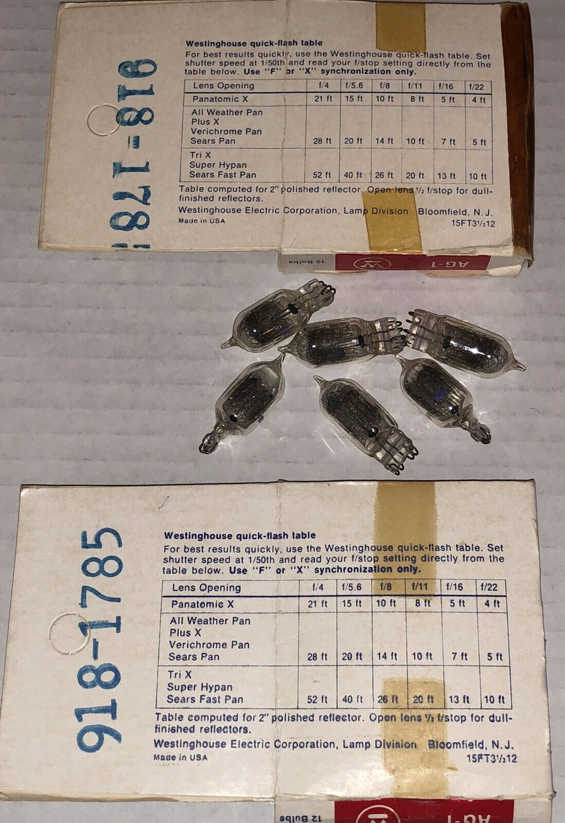 Westinghouse Flashbulbs AG-1 12 Bulbs Lot of 1 and a Half Boxes Total 18 Bulbs