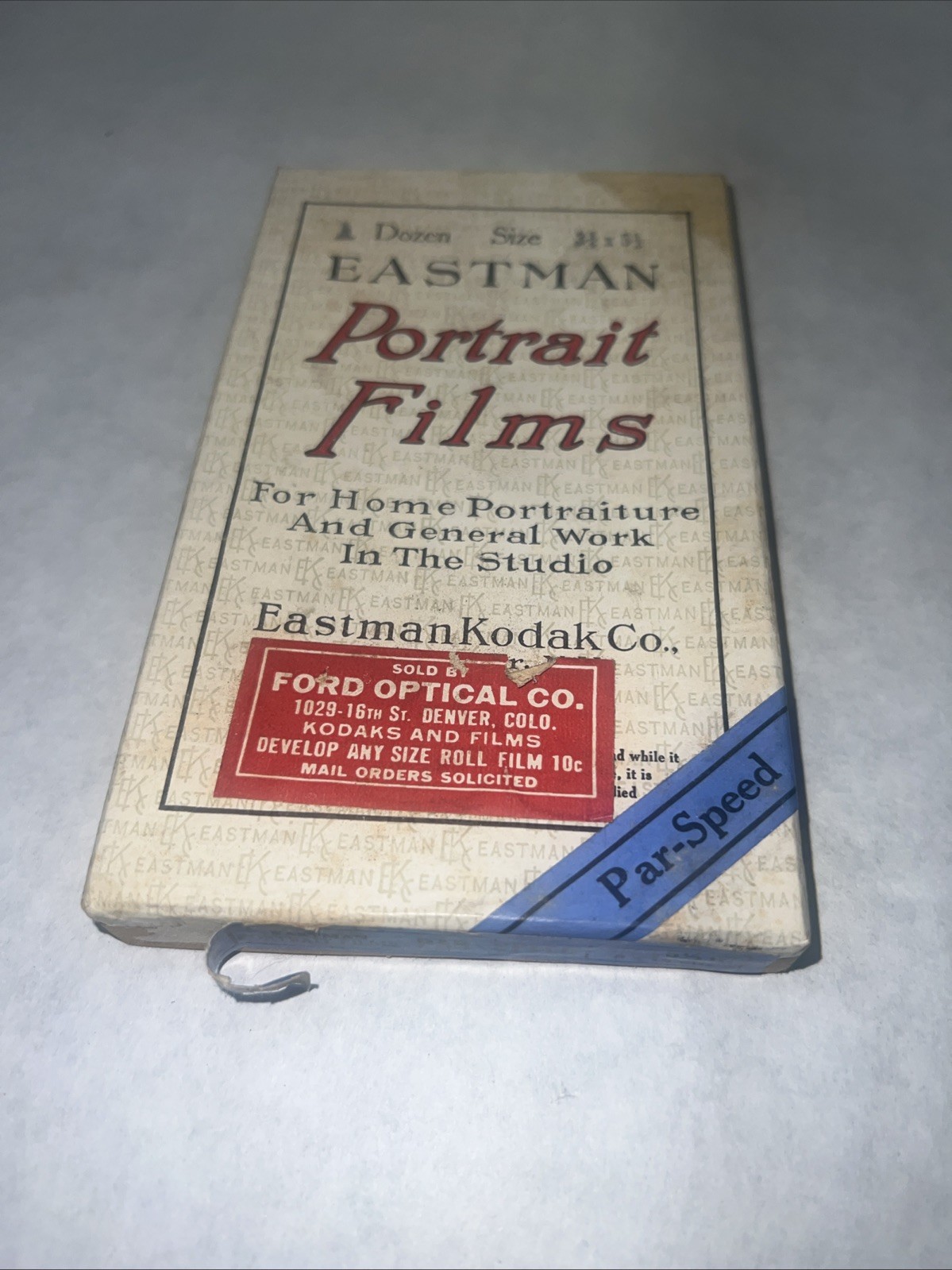 Antique Eastman Kodak Portrait Films 3 1/4 X 5 1/2 Sealed Box 1924 par speed