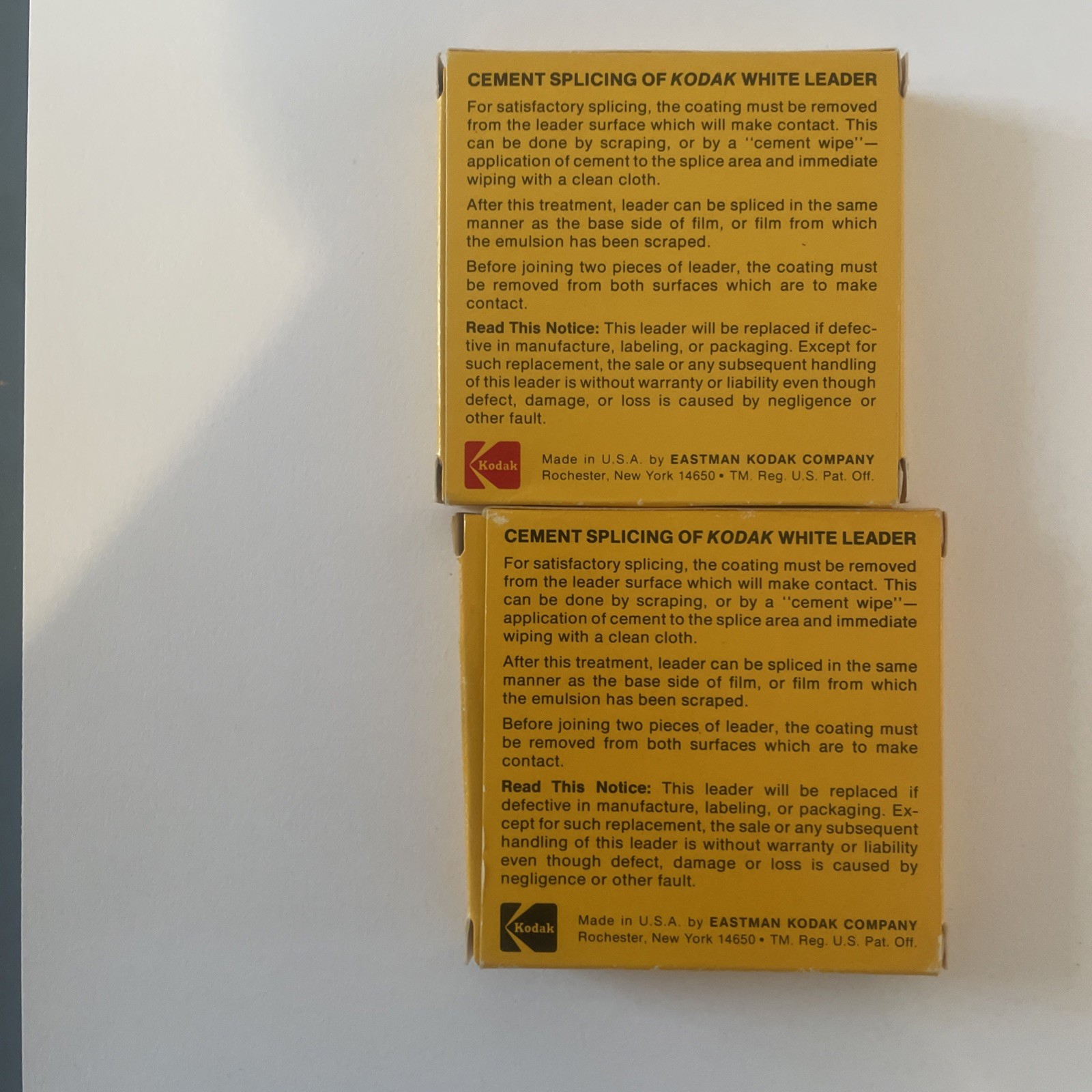 2 Vintage Kodak White Super 8mm Movie Film Leader 7985 50ft (8) total 100 feet