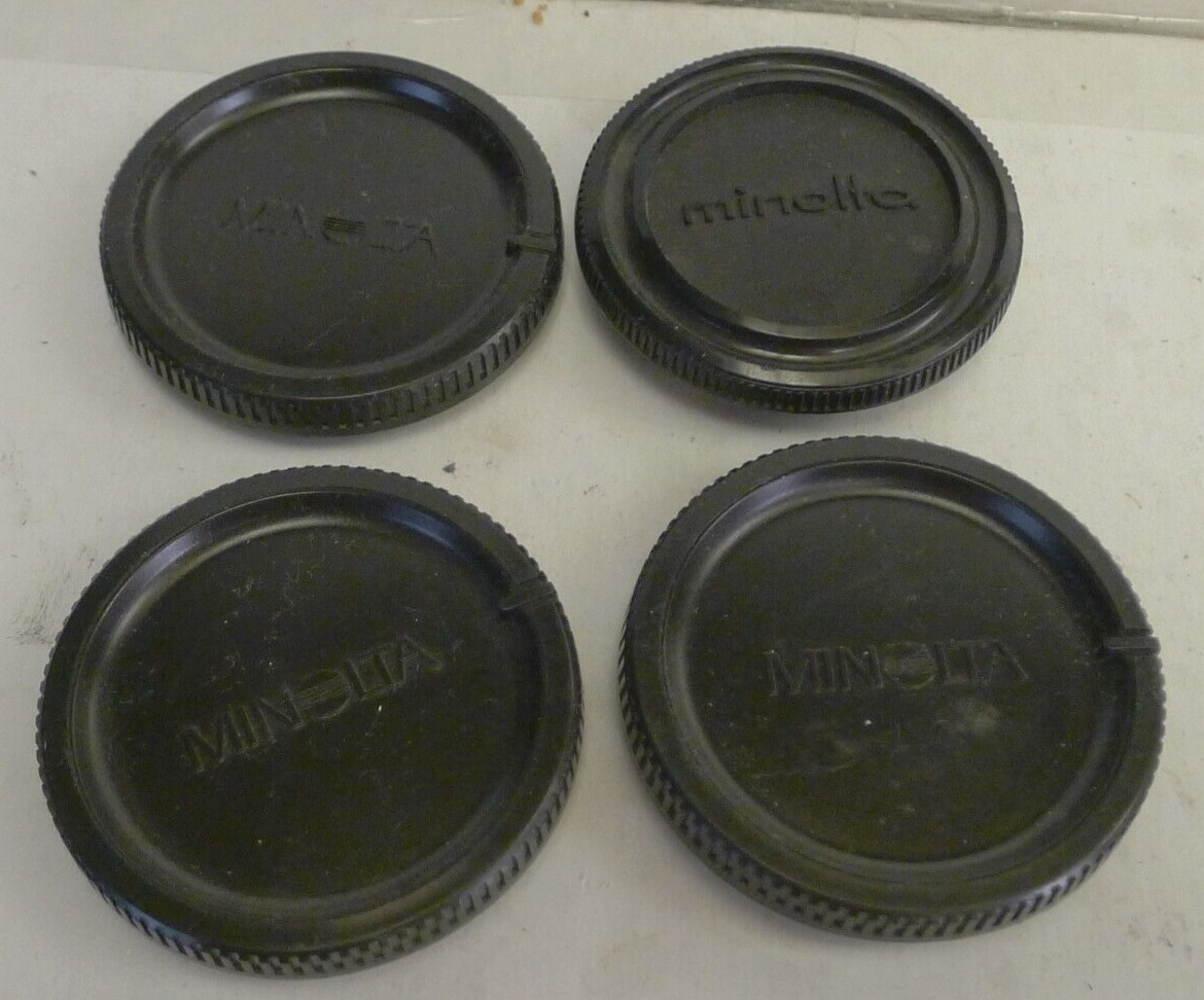 Lot of 4 Genuine Minolta Body Caps 3 are BC-1000, 1 is Unmarked – Japan Made