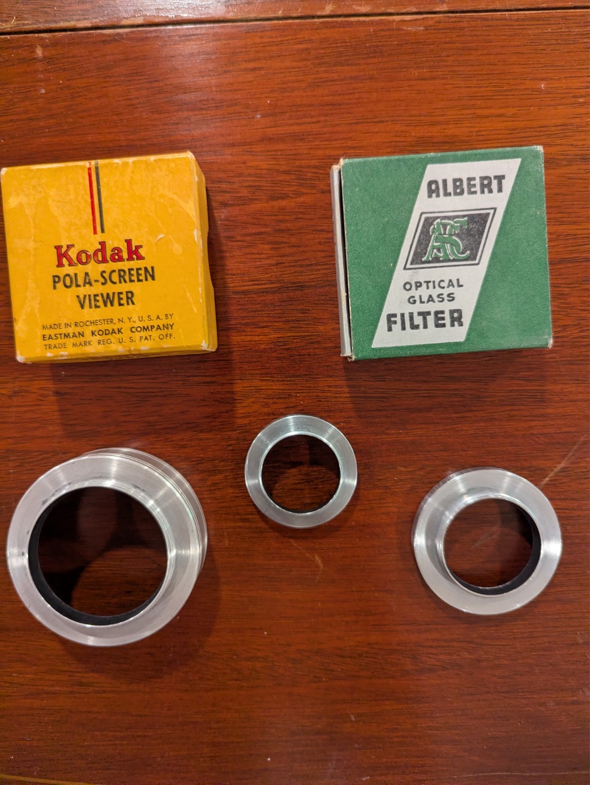 Lot Vintage Photography Kodak Albert Pola-Screen Lens Hood Rings Red Filter Nice
