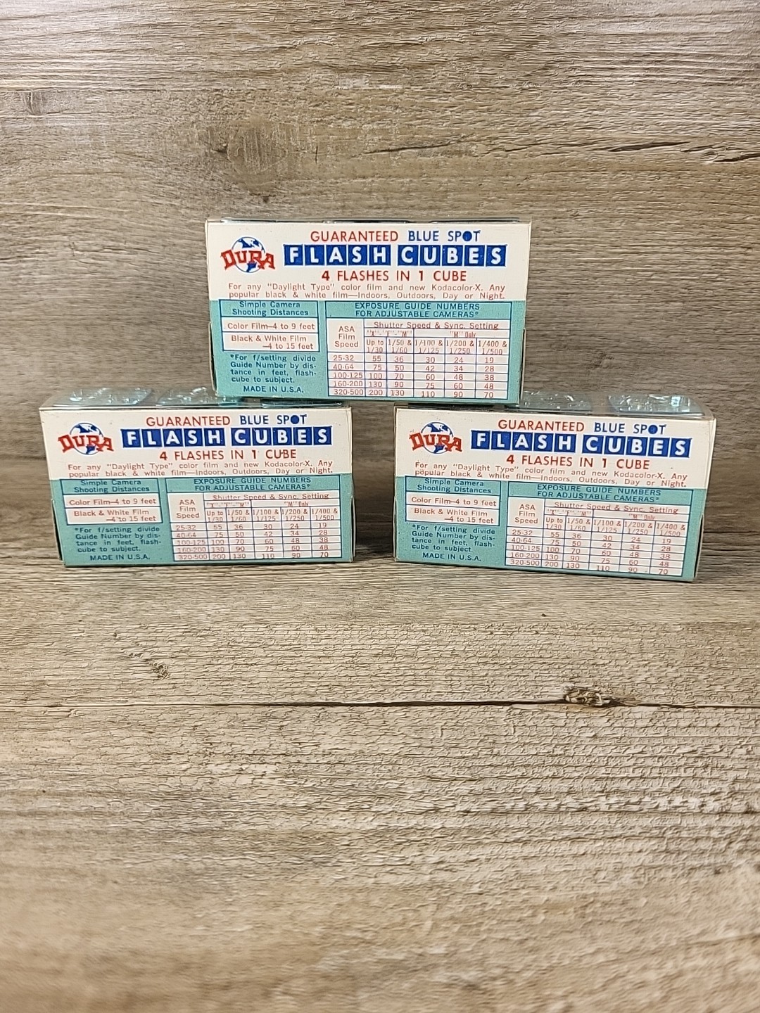 Lot Of 9 / 3 Pack Vtg Camera Flash Cubes RARE! DURA BLUE SPOT 4 Flash n 1 📸 24A
