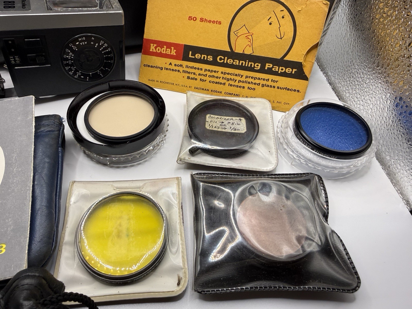 Vintage Camera Accessory Lot Kako 818 Flashes Filters Pentax Case Manual USA