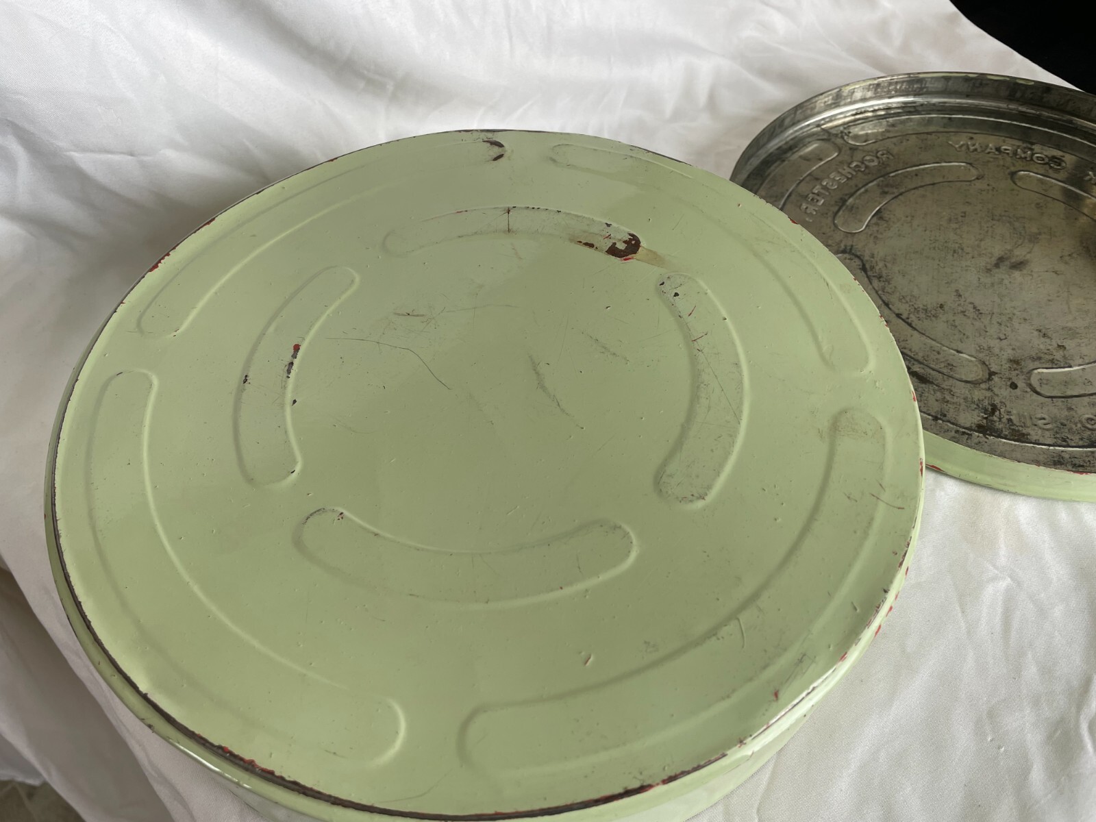 Retro Green KODAK EASTMAN COMPANY Rochester 10 1/4 Film Reel Metal Canister Vtg