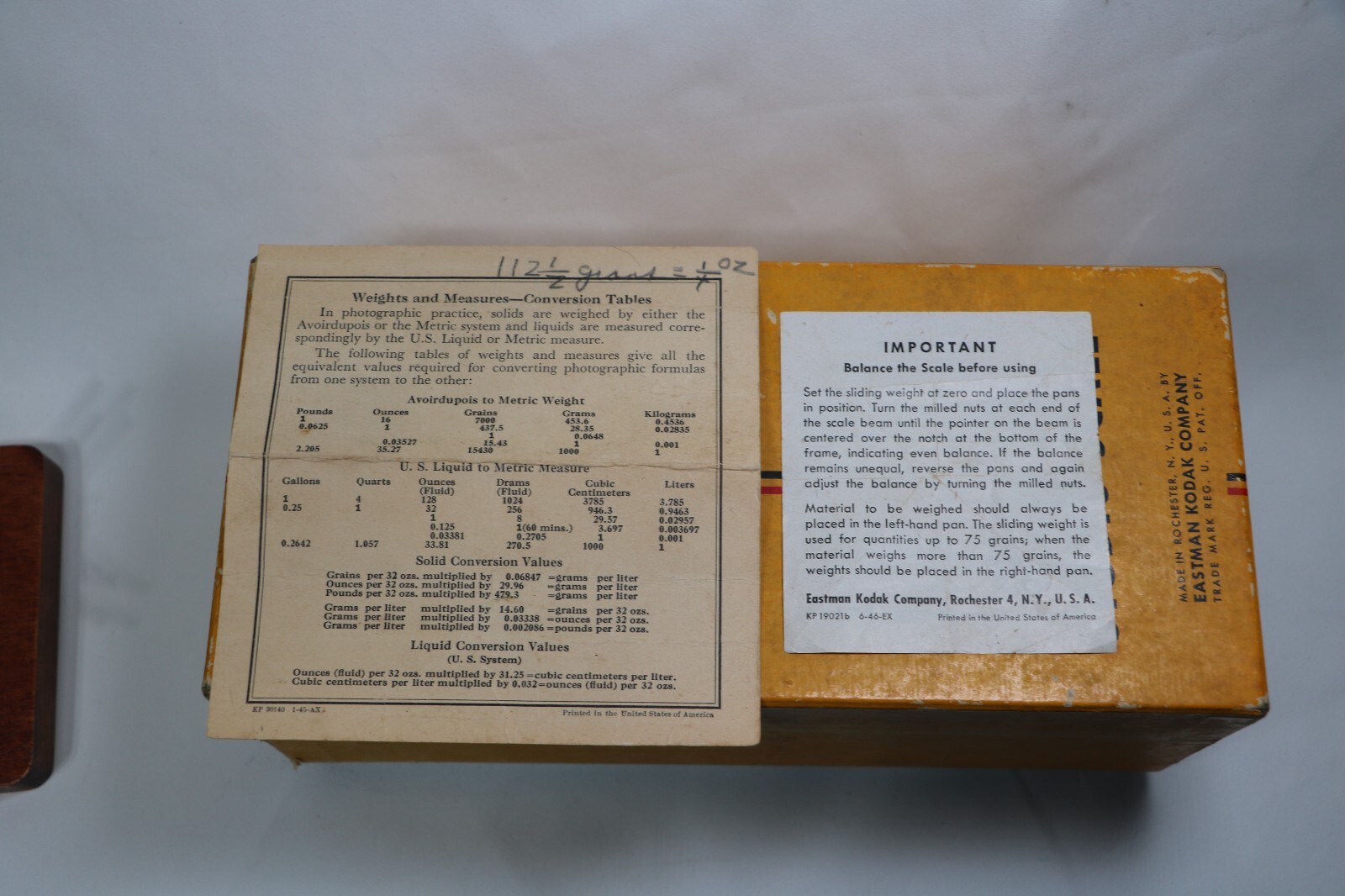 Vintage Kodak Studio Scale Art Deco Complete Weights, Box Chemical, Balance Beam