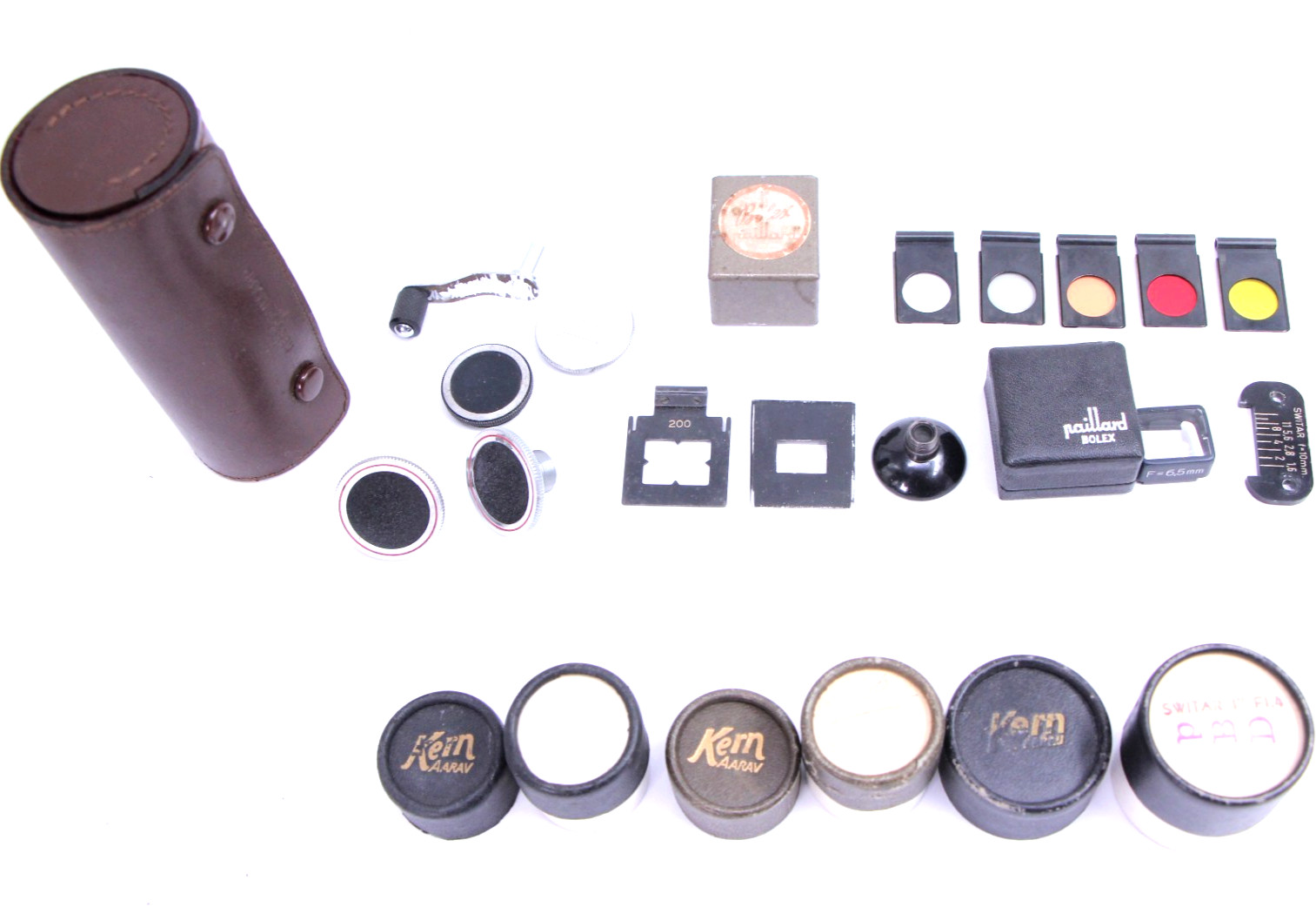 Kern Filters, 6.5mm Mask,Handle,Body Caps Accessory Lot for Bolex C mount camera