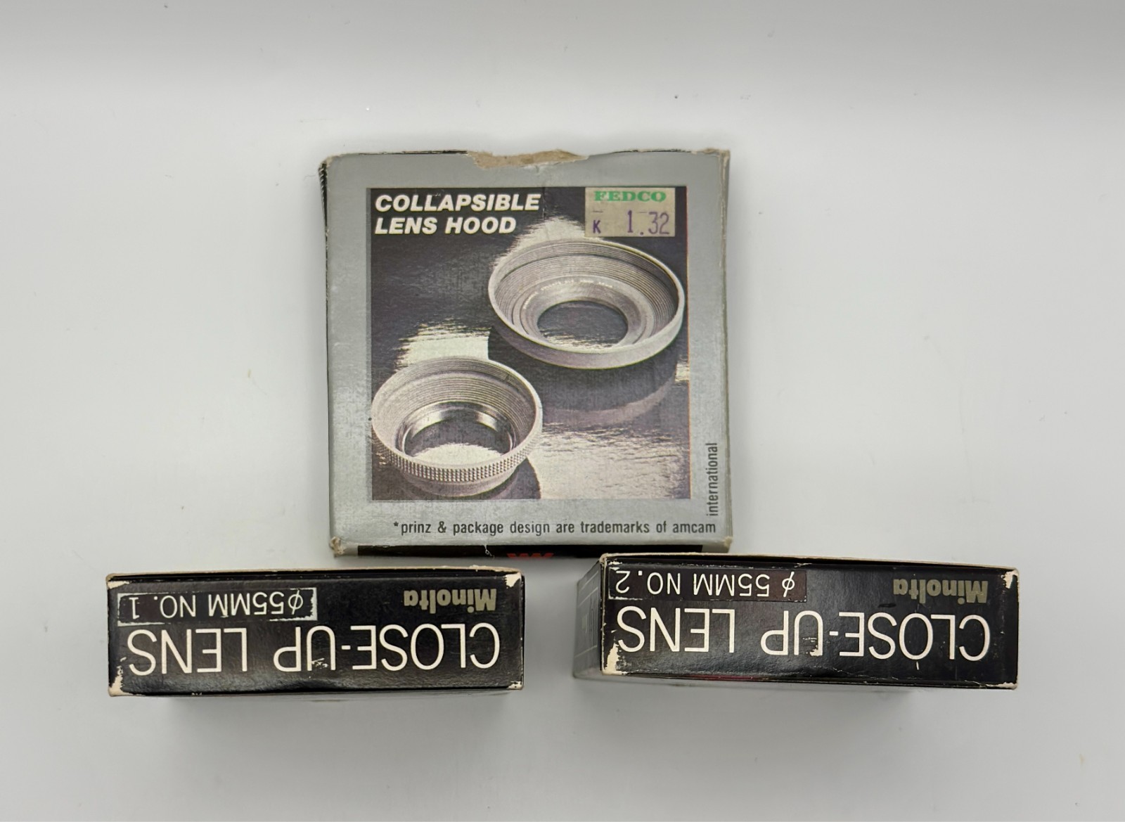 Vintage Minolta Camera Lens Accessory Lot 55mm Close-Up Filters & Lens Hood