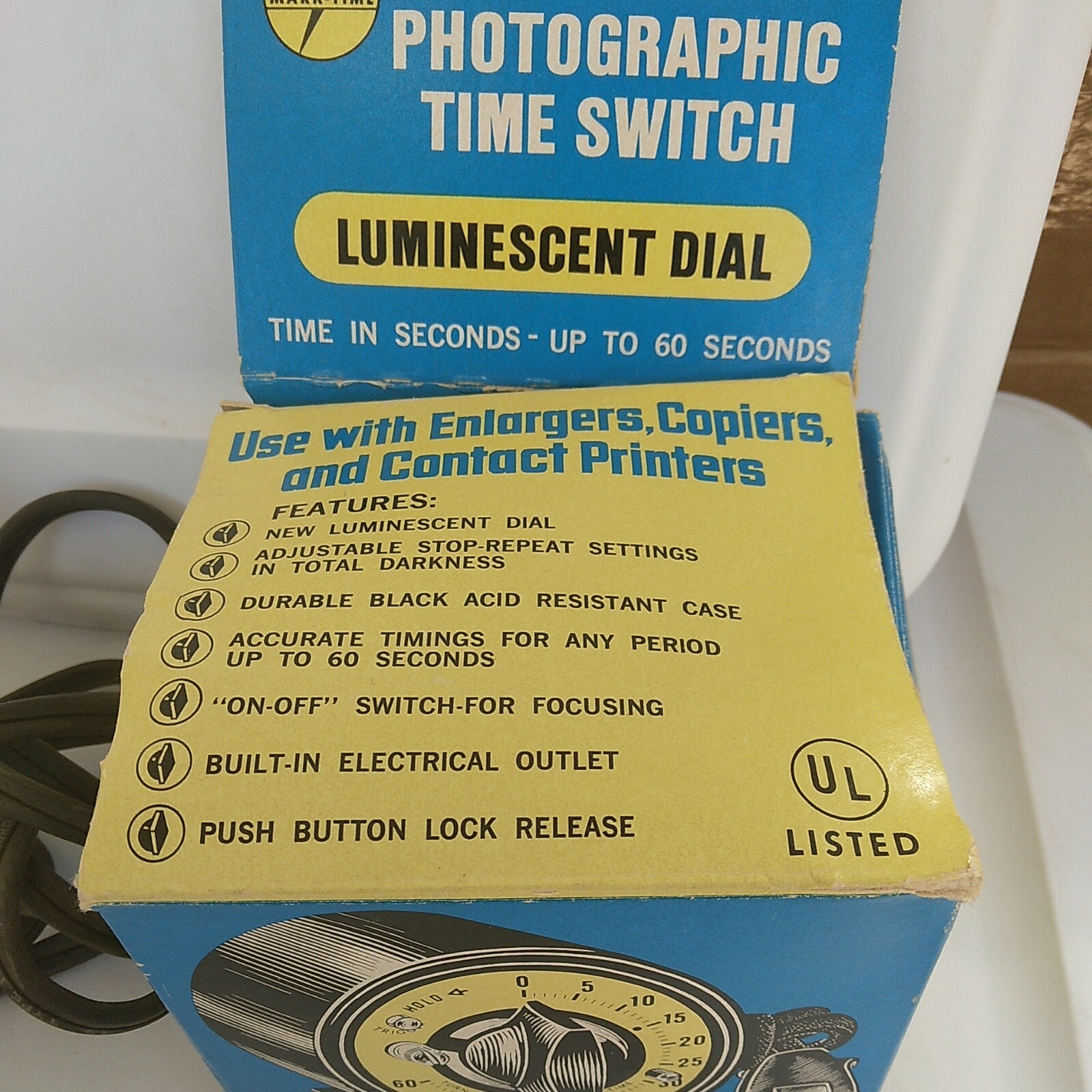 Vintage MARK-TIME PHOTOGRAPHIC TIME SWITCH w/ LUMINESCENT DIAL CAT# 78180 NOS