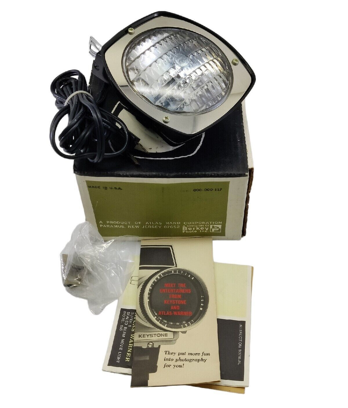 Vintage Atlas Warner Super 8 Sealed Beam Movie Light Model 855 Works