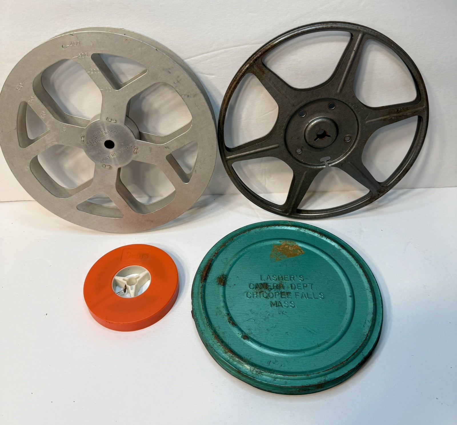 Lot of Vintage Movie Reels – Compco Film Reel, Sears, Keystone, Lashers Made US