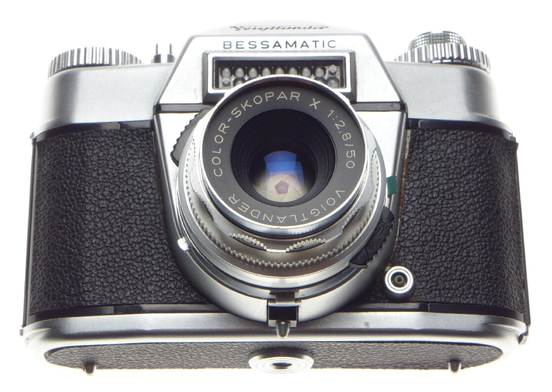 Voigtlander bessamatic slr film camera skopar x 1:2.8/50 lens filter hood meter