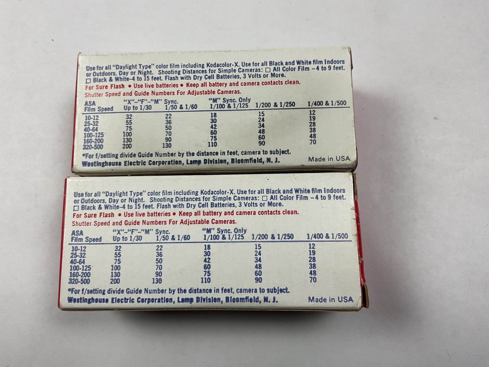 2 Sets Vintage Westinghouse 6 Blue Flash Cubes 12 Flashes 0312-13 Color Balanced