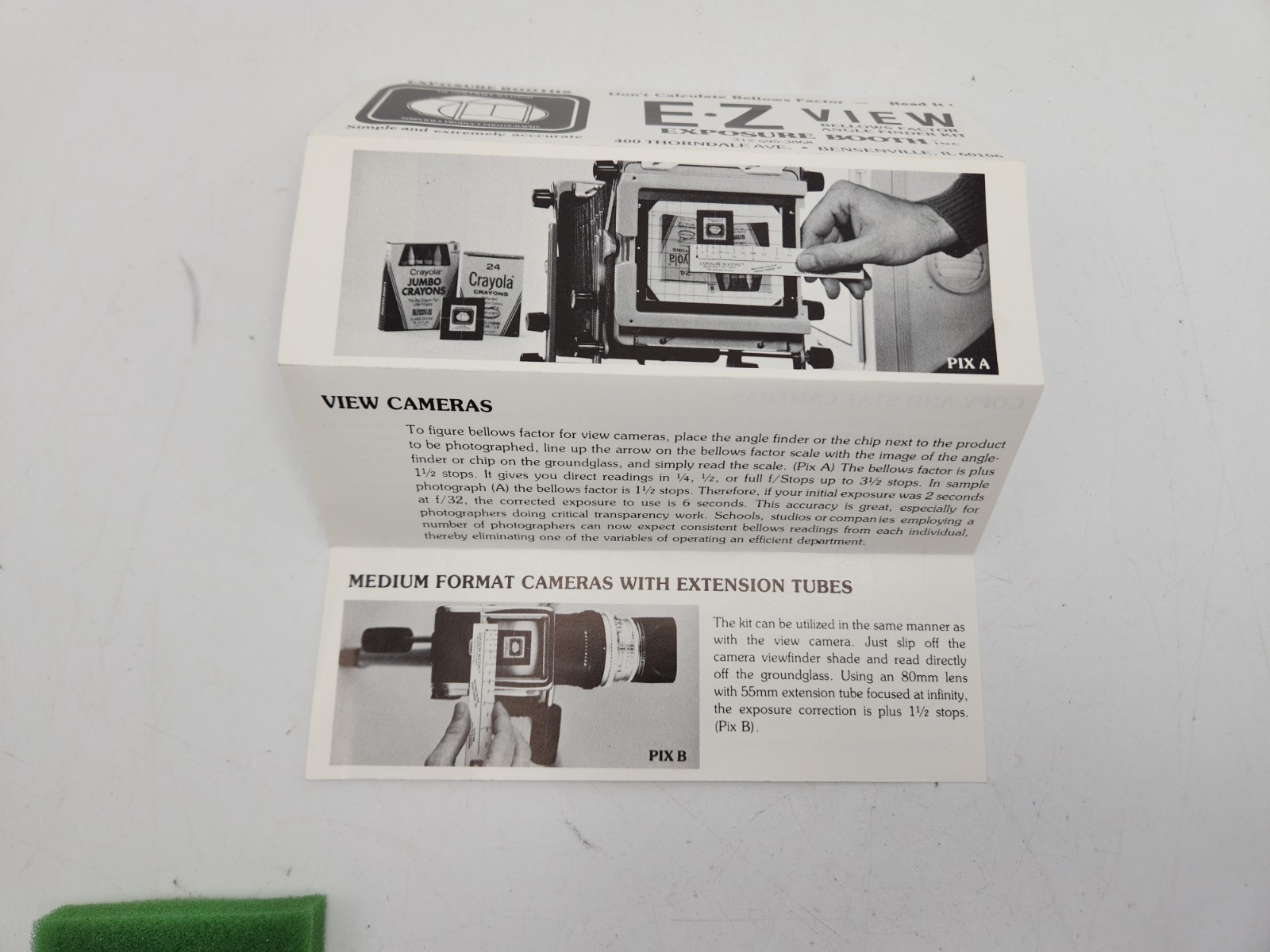 E-Z View Exposure Booths Bellows Factor Angle Finder Kit for Large/Medium Format