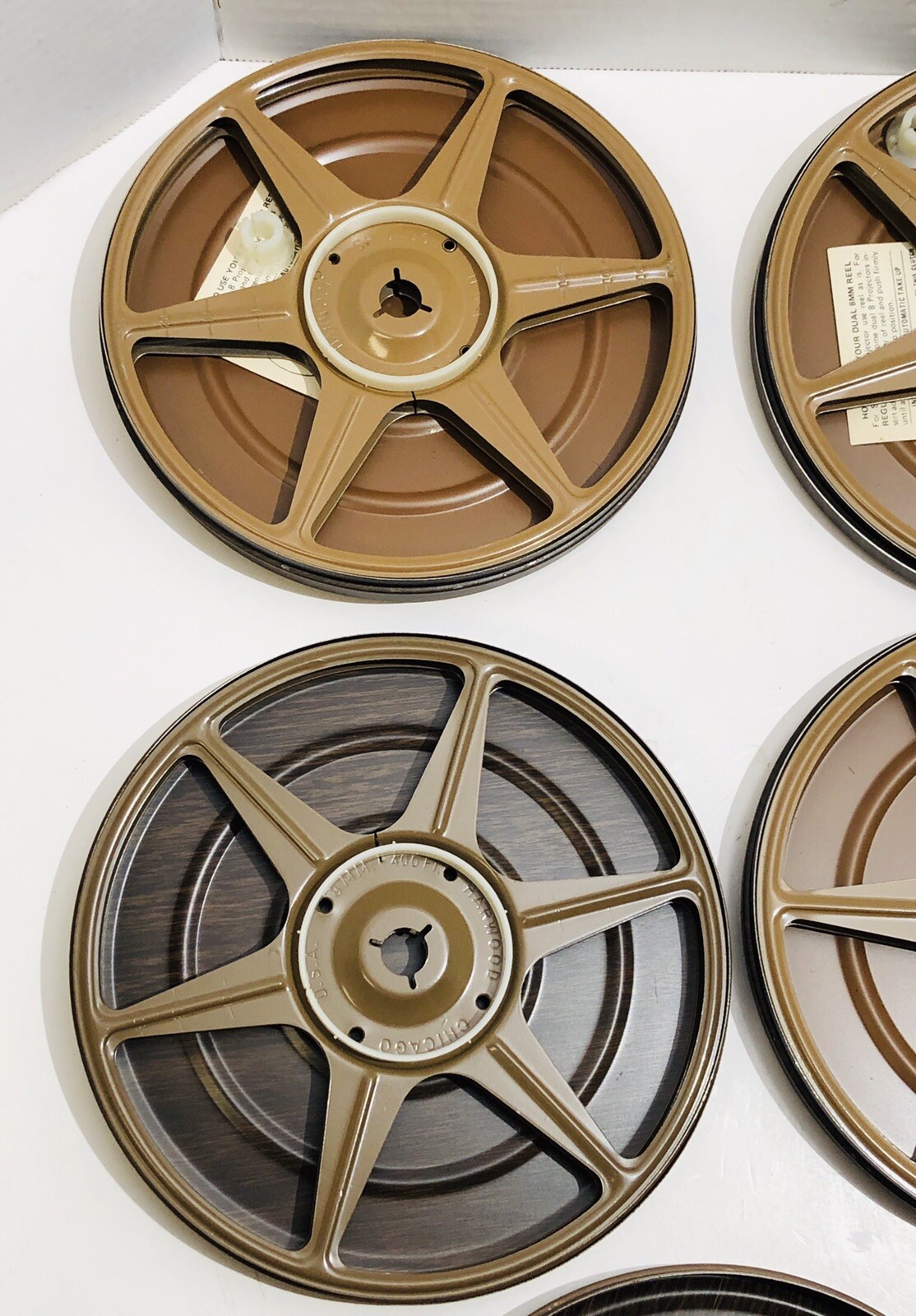 Vintage Harwood 8mm 400’ 7” Metal Reel & Can Lot Of 7 + 1 Empty Can