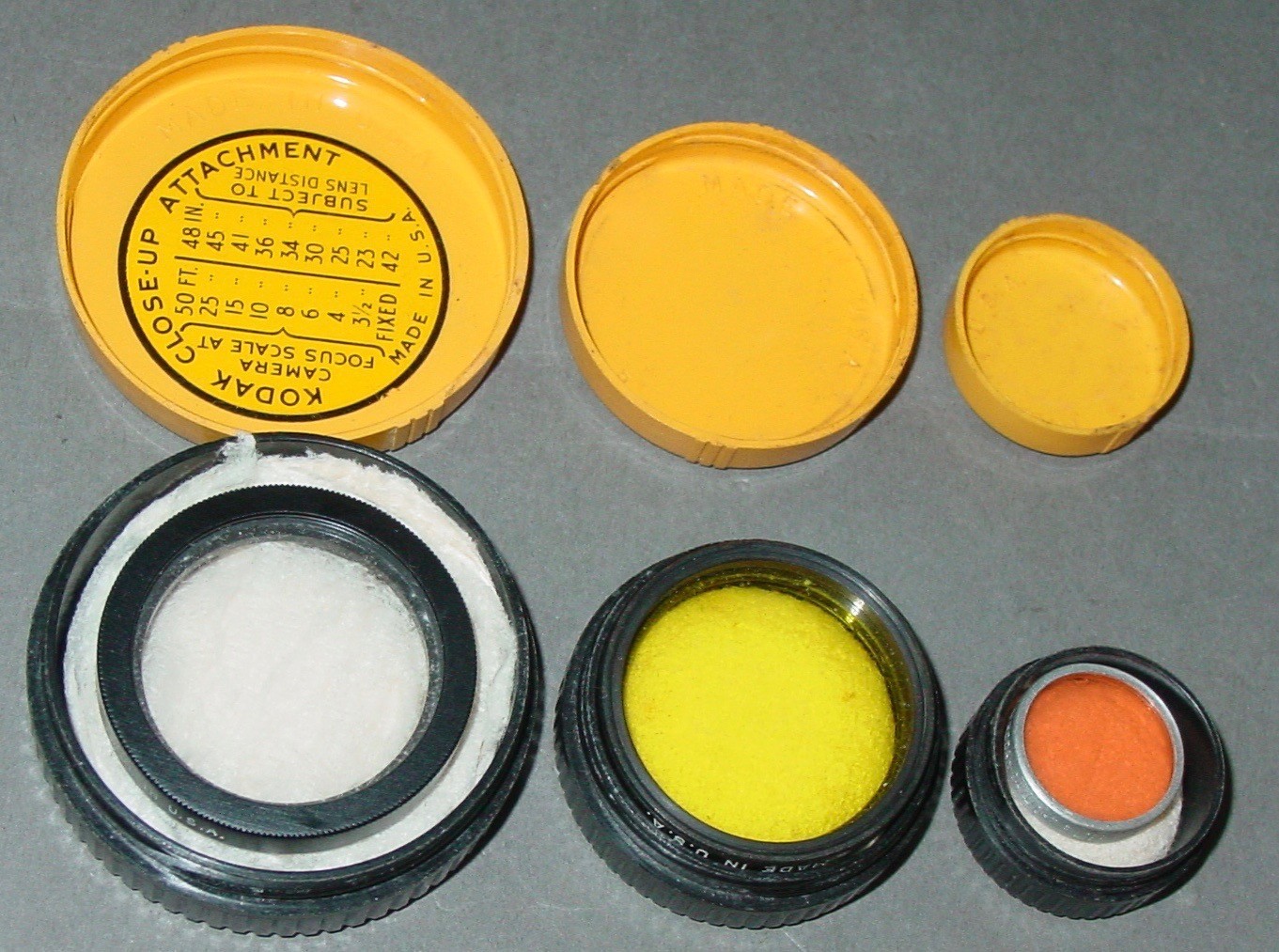 Vintage KODAK Lens Filter Can Mixed Lot Old School Photography Art Parts Supply