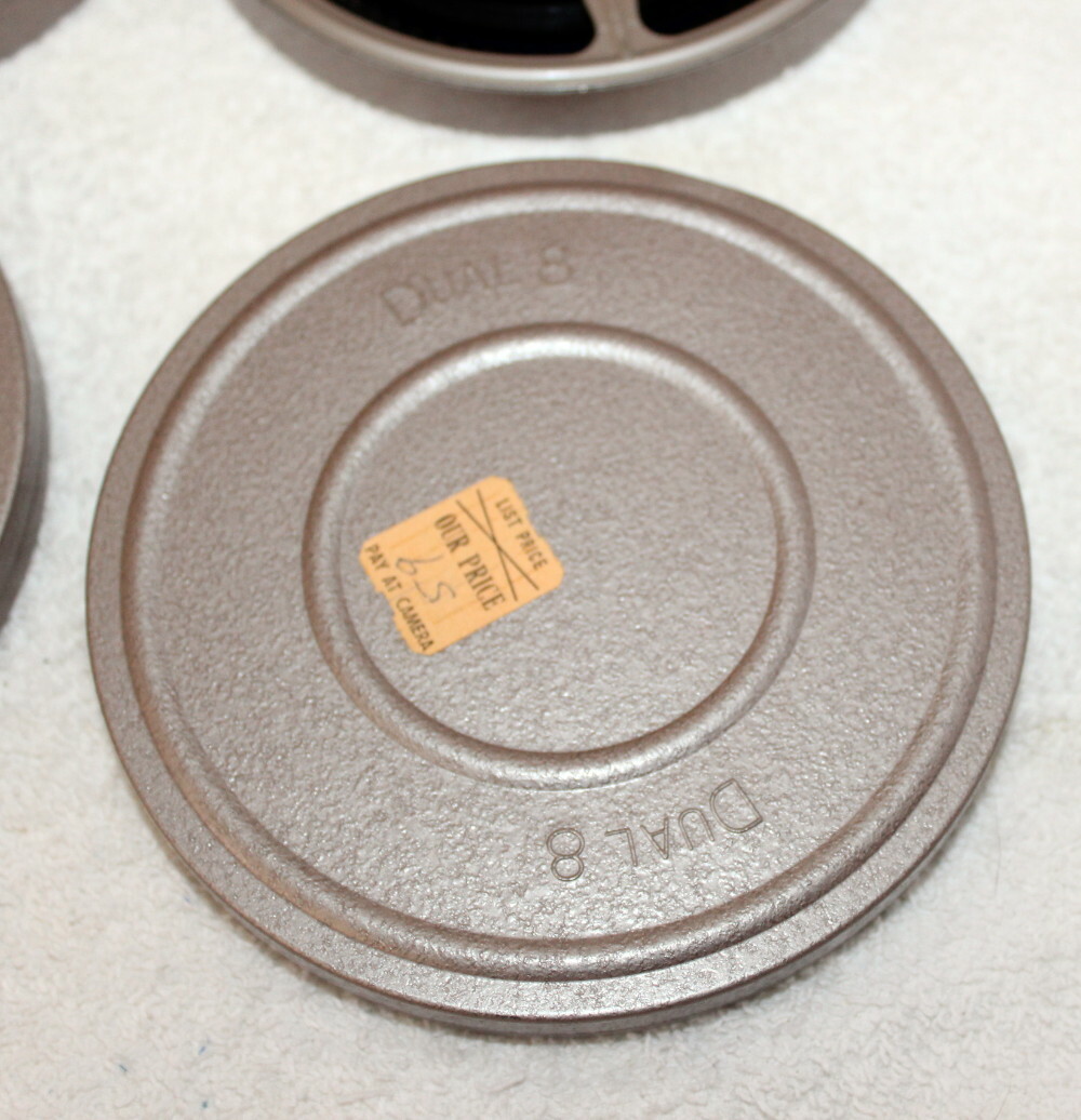 6 Vintage 5″ Dual 8 Metal Film Reel Cans + 2 Films ~ Hawaii Family Vacation