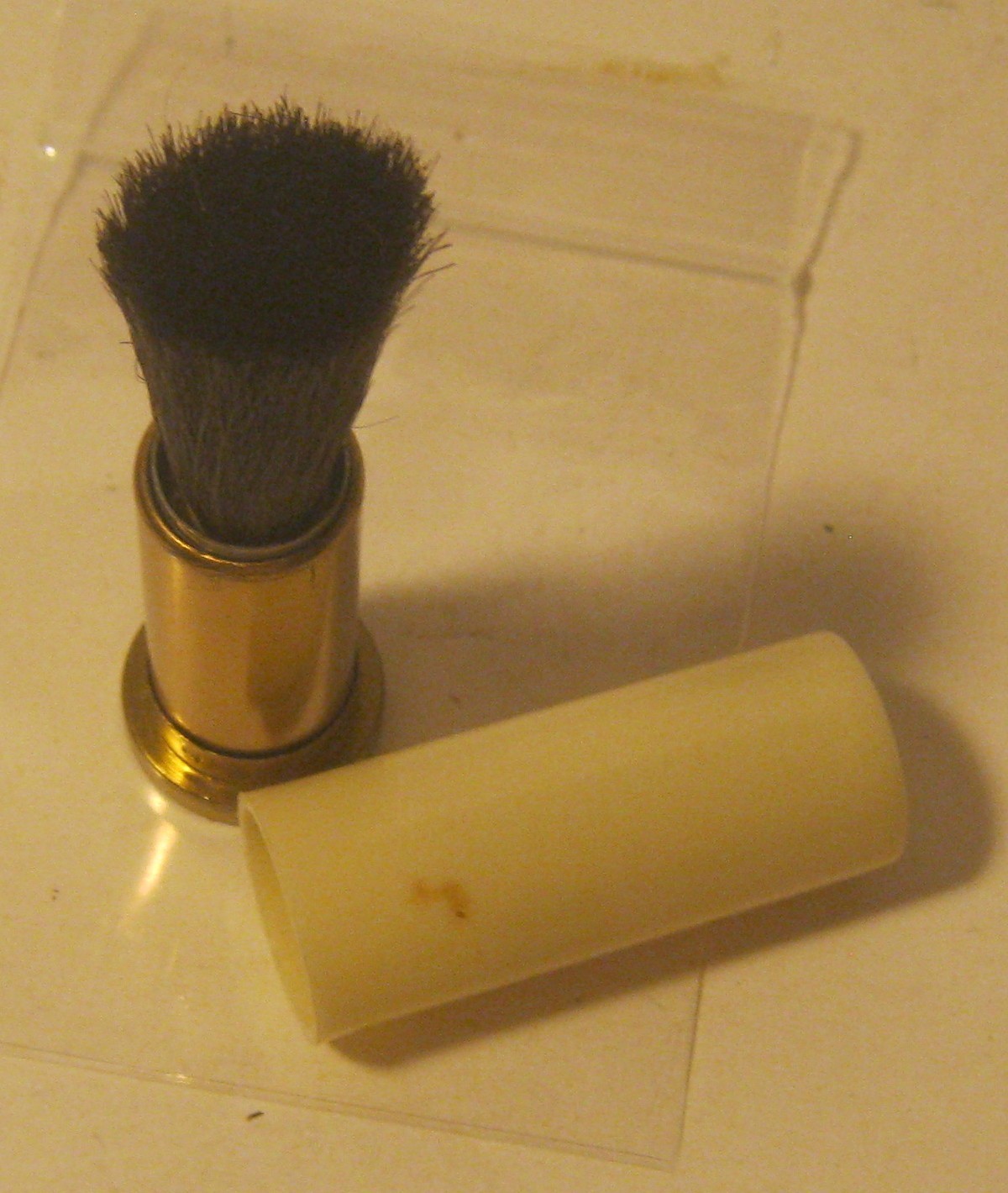 Vintage Retractable Camera Brush Lipstick Style Brass Base Celluloid Cap NICE!!