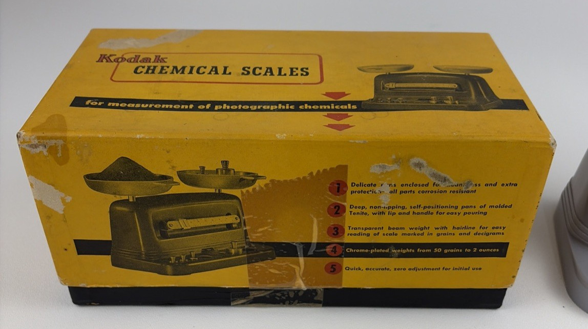 Vintage Kodak Chemical Scales with Box Measurement of Photographic Chemicals