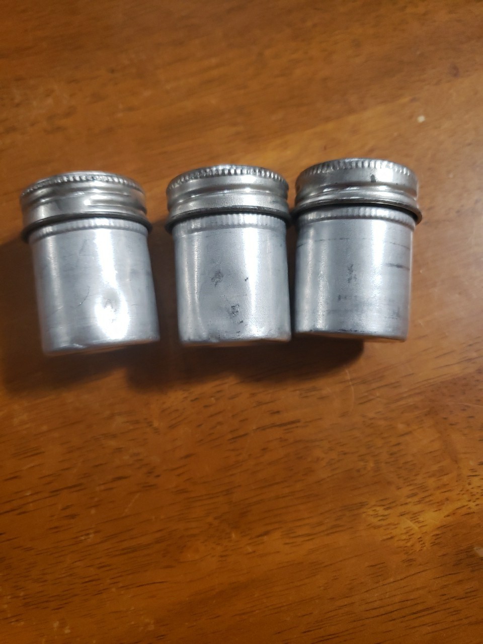 Lot of 3 – Vintage 35mm Aluminum Film Canisters – Unbranded, With Metal Top READ