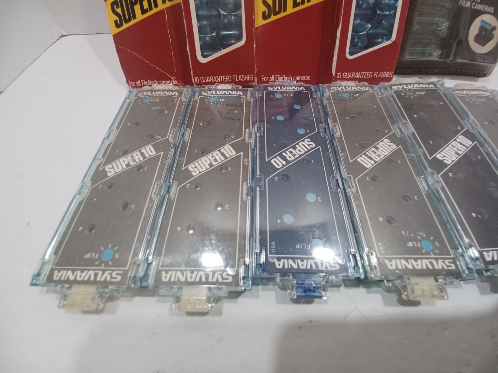 Huge Lot Sylvania Flip Flash Super 10 Blue Flashbulbs Flashbar flash bulbs