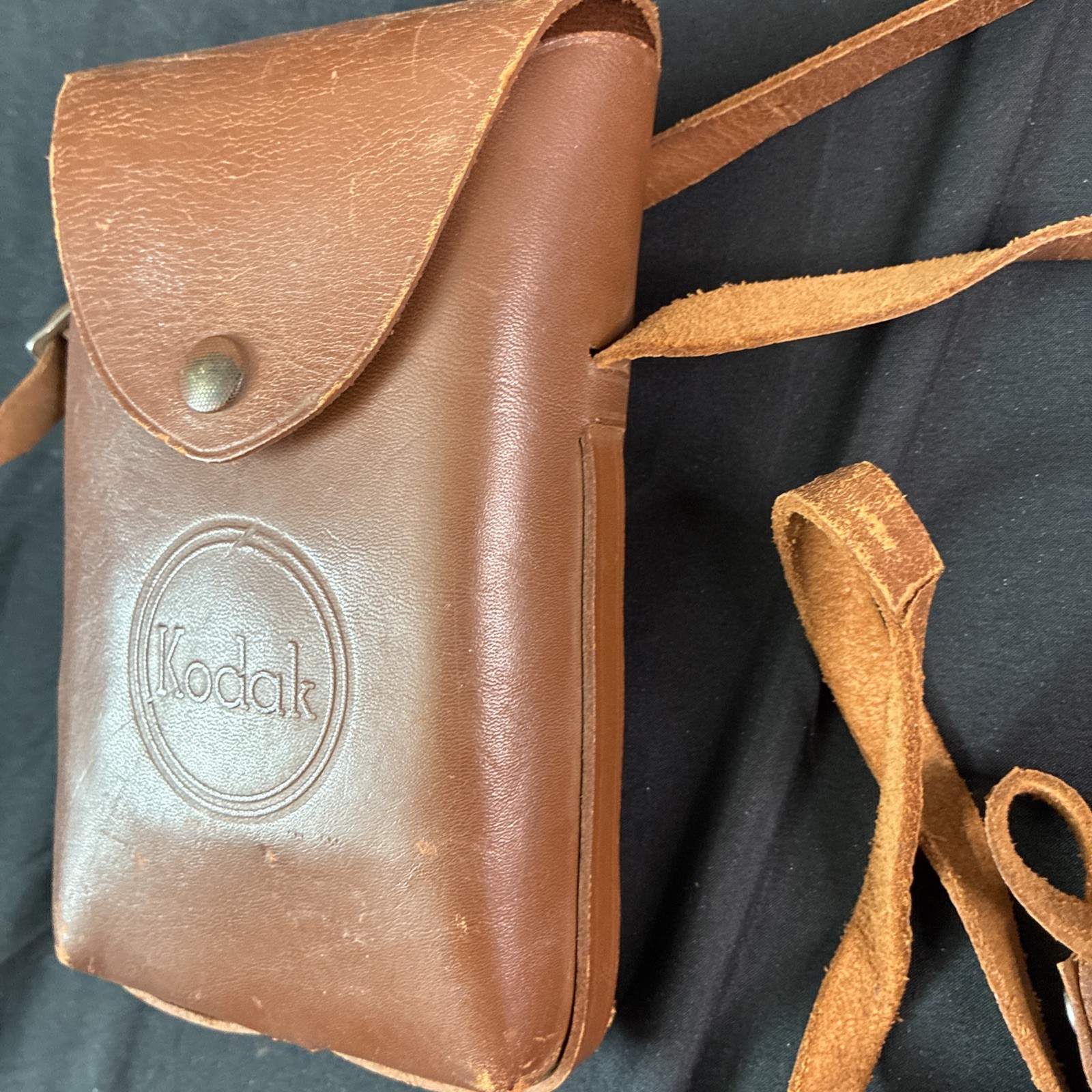 Vintage Kodak Snapback Brown Genuine Leather Camera Case With Strap Made In USA