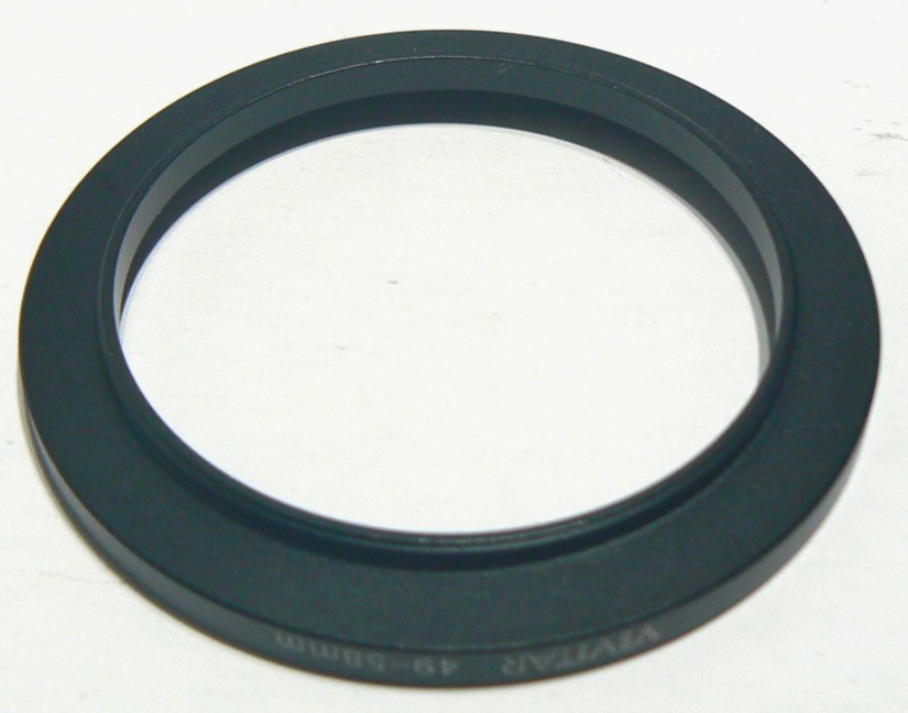 Vivitar 49mm to 58mm Step Up Screw On Threaded Metal Adapter Ring