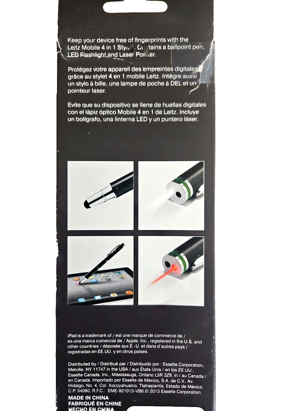 Leitz Mobile 4 in 1 Stylus for Touchscreen Devices 6600-02 New Sealed (Black)