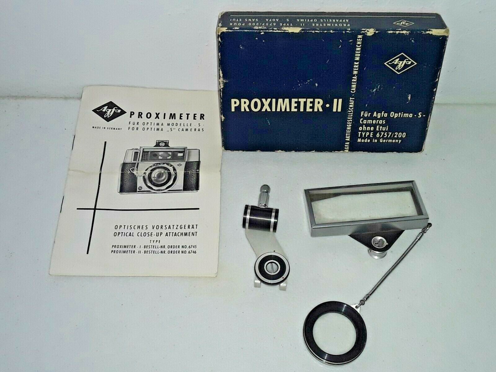 AGFA OPTIMA S PROXIMETER II 2 Vintage Camera Close Up Filter Lens Attachment Box