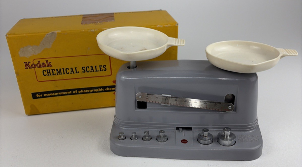 Vintage Kodak Chemical Scales with Box Measurement of Photographic Chemicals