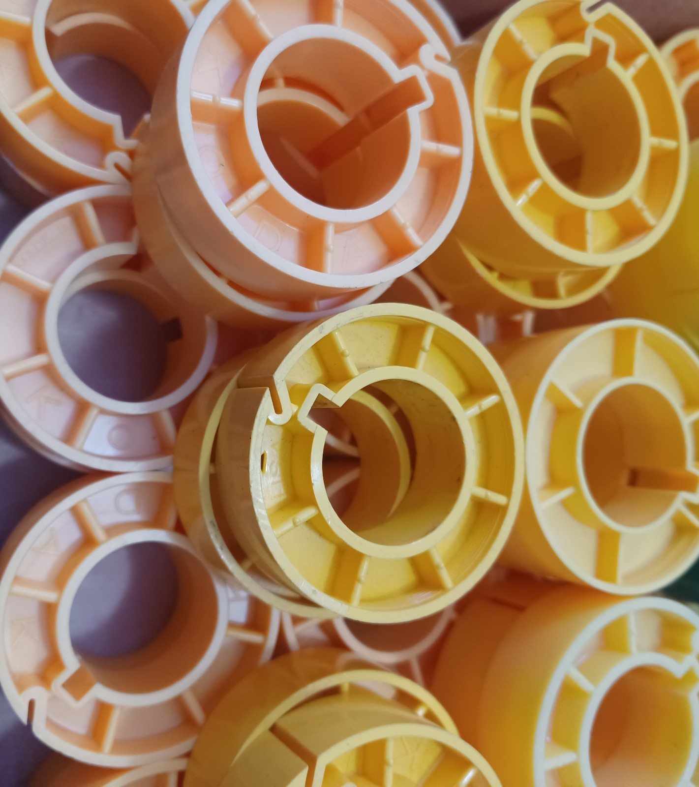 Huge Lot 87 Kodak 2″ Movie Film Core Take-Up Spools Yellow Green
