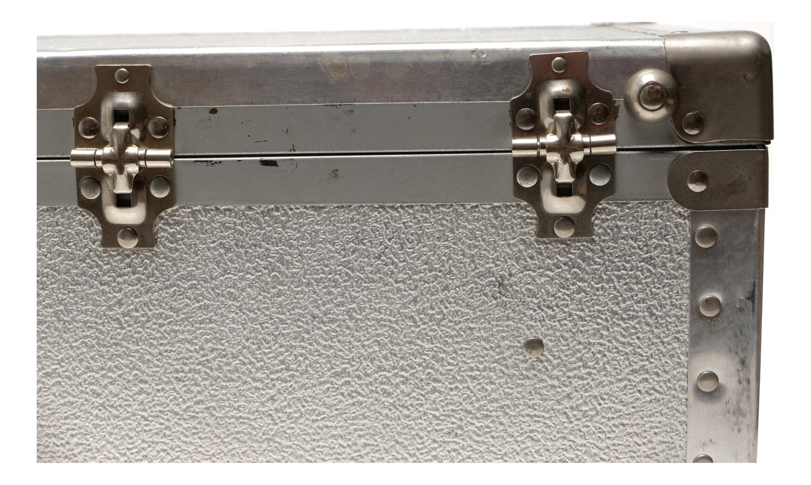 Vintage Aluminum Camera Trunk Hard Case with Leather Handle