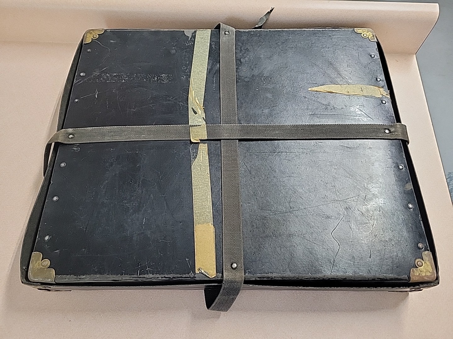 Vintage Black Film Reel Canister Case Shipping Box Mailer