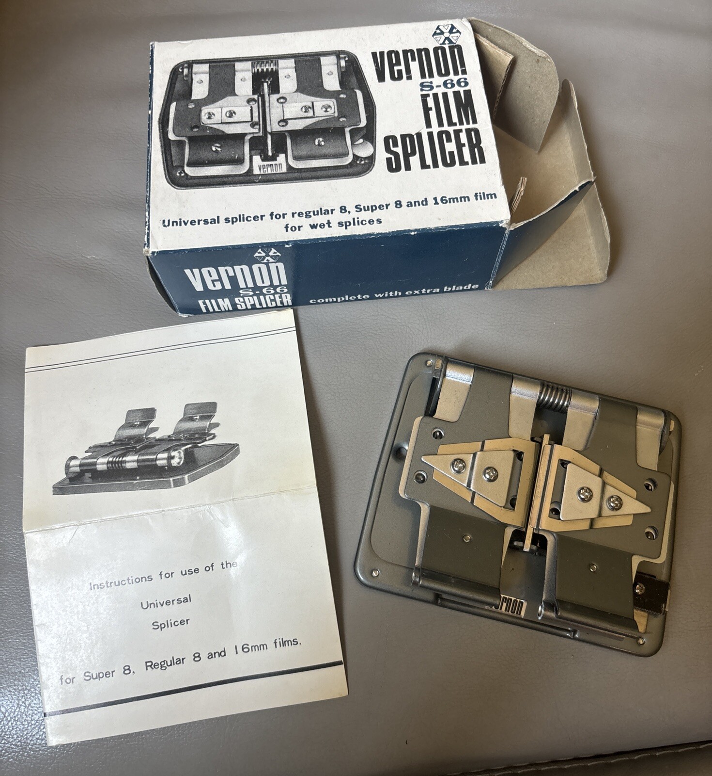 Vintage Vernon S-66 Splicer Regular 8, Super 8 & 16mm Film For Wet Splices