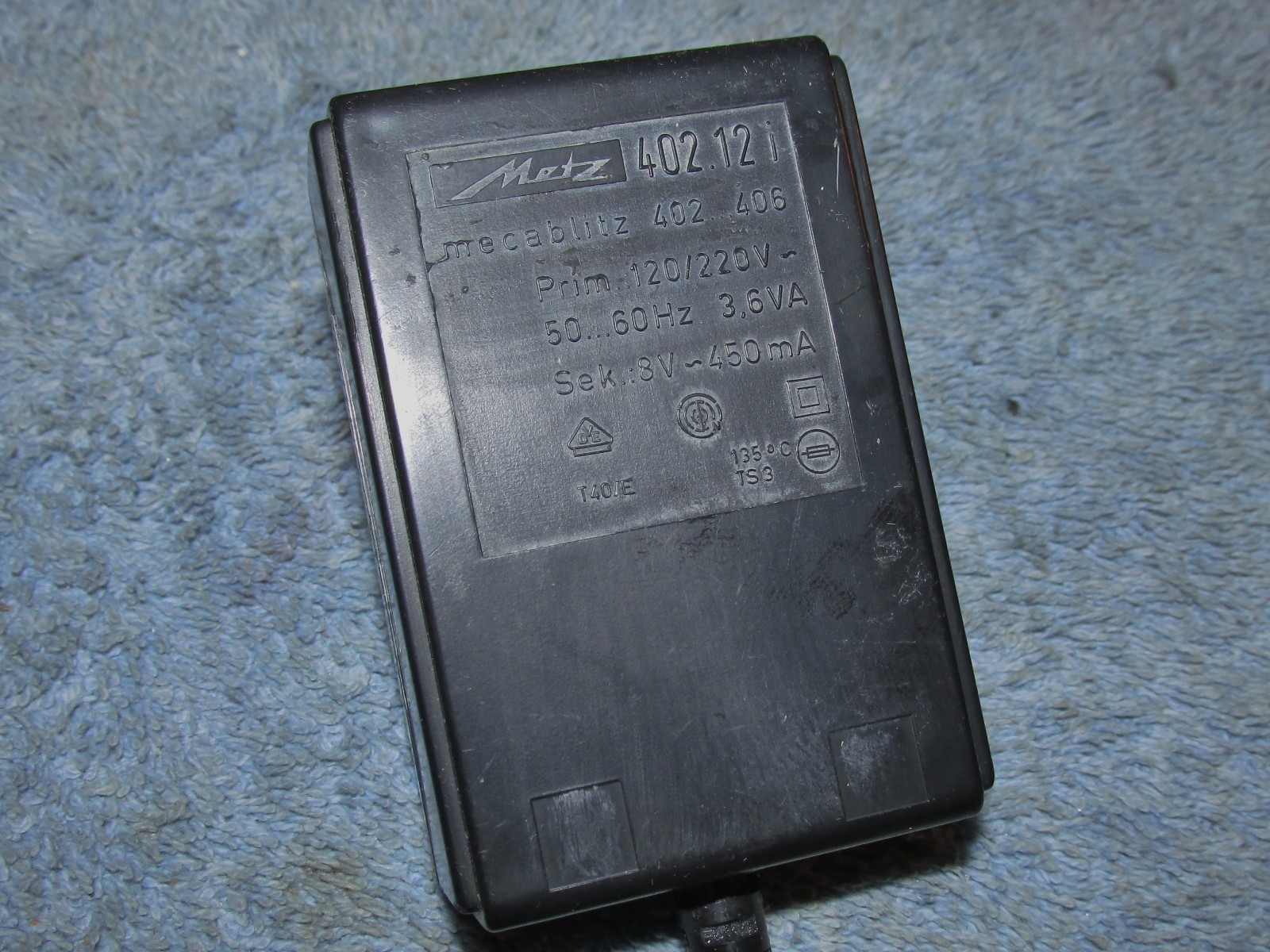 Vtg MECABLITZ Metz 402.12i Banana/EU Plug Battery Charger/Power Supply J617