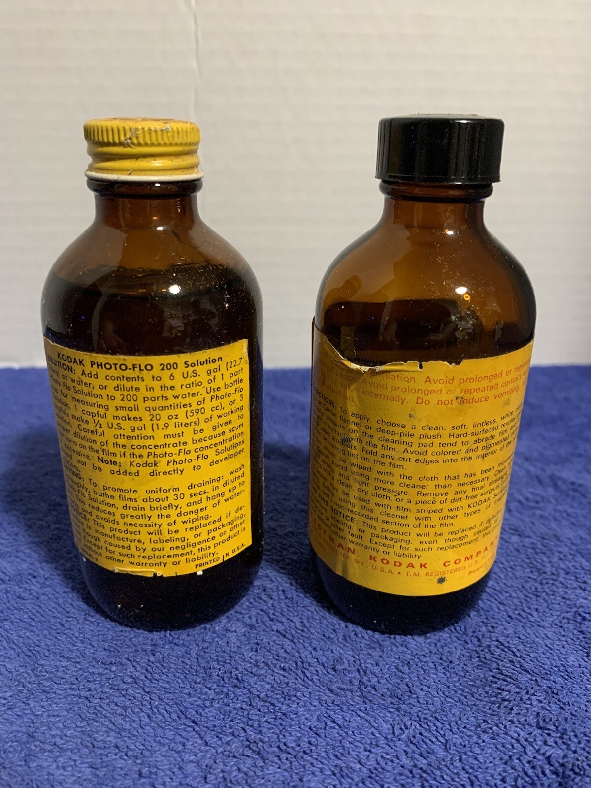 Vtg EASTMAN KODAK Film Cleaner B-359 6809 4oz Bottle & Photo-Flo 200 90% full