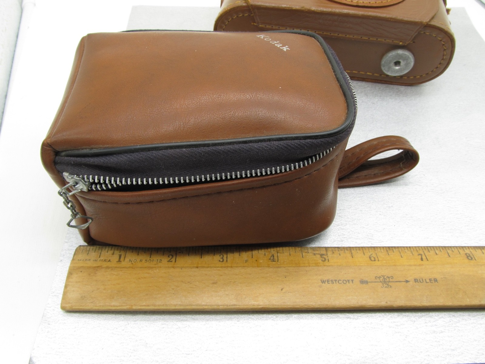 Lot 2 Vintage Camera Cases Light Brown Leather 1 Top Grain Cowhide Argus & Kodak