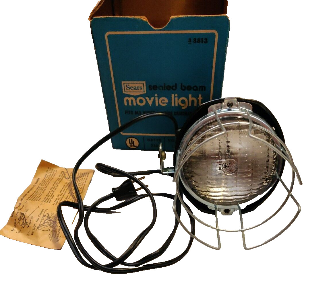 Sears Vintage Sealed Beam Movie Light Working Protective Guard