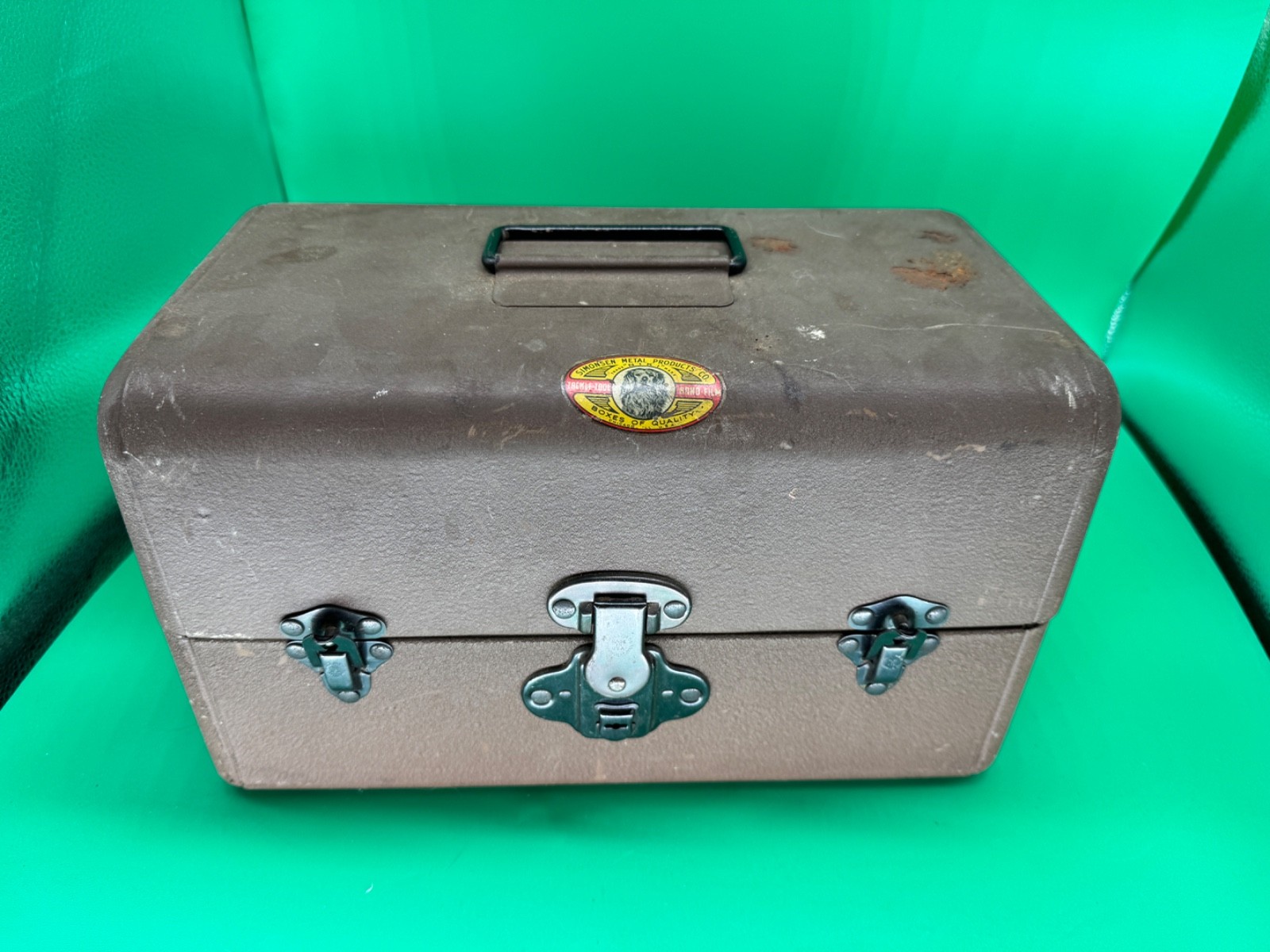 Vintage Simonson Metal Co Film Reel Metal Storage Box w/Cases (NICE PATINA)