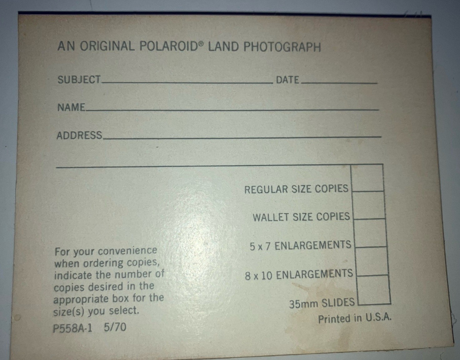 24 Vintage Polaroid Polacolor Print Mounts + Instructions & Mail Order Envelope