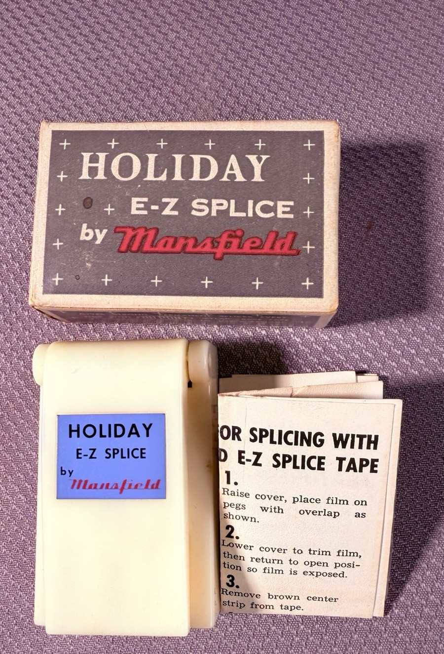 Mansfield Vintage NEW Old Stock/Instructions Holiday E-Z Splice Tape Cutter USA