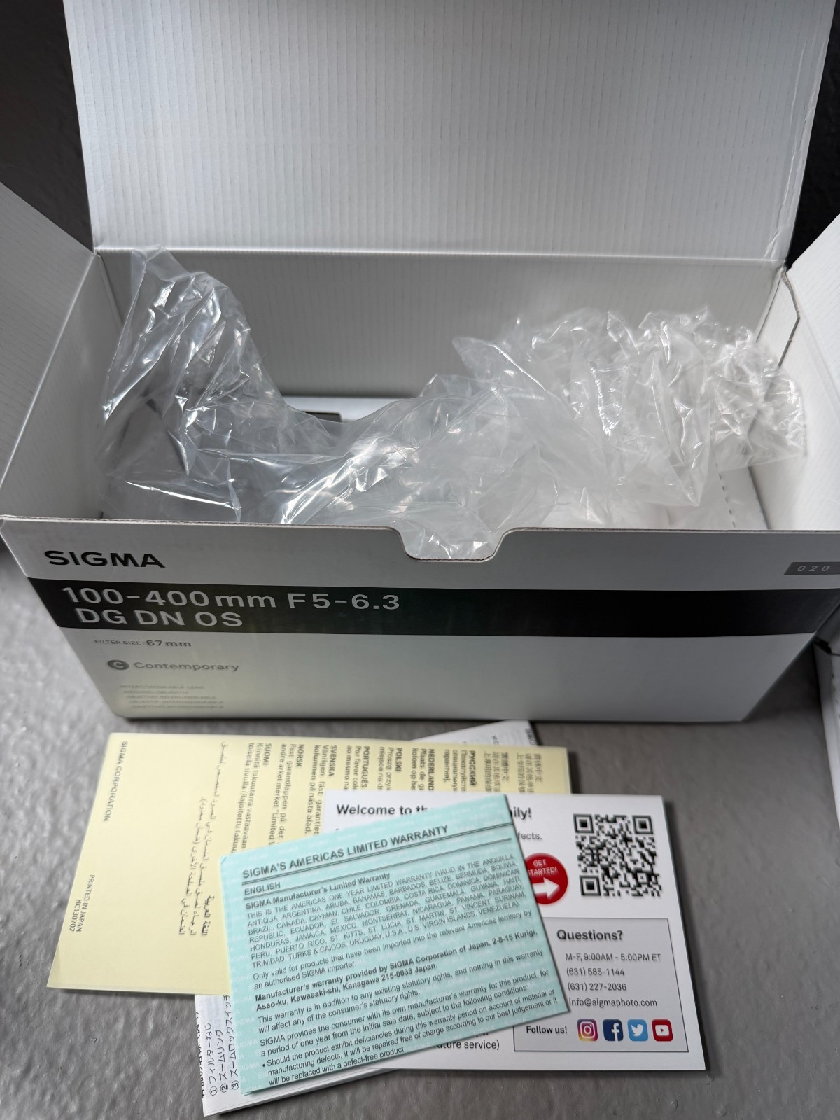 Sigma 100-400mm f/5-6.3 dg dn os L-mount EMPTY BOX