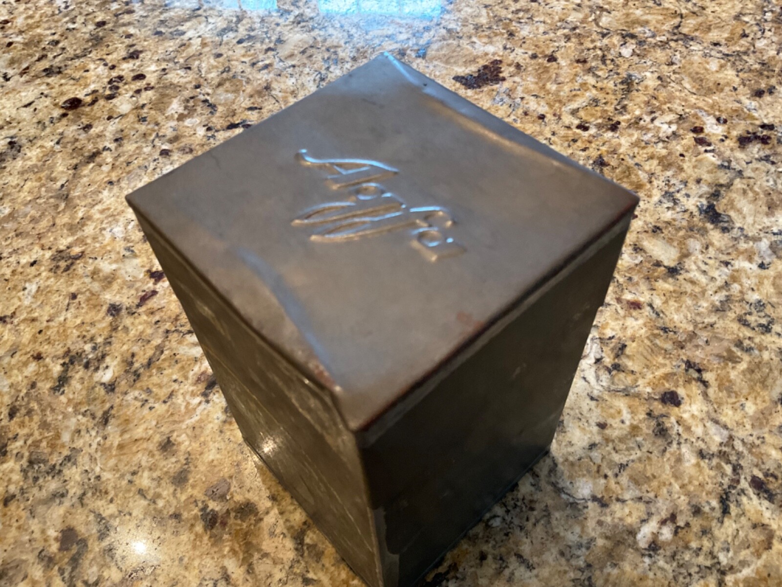 Early Antique Agfa can tin embossed 5.5 “ x 3.5 “
