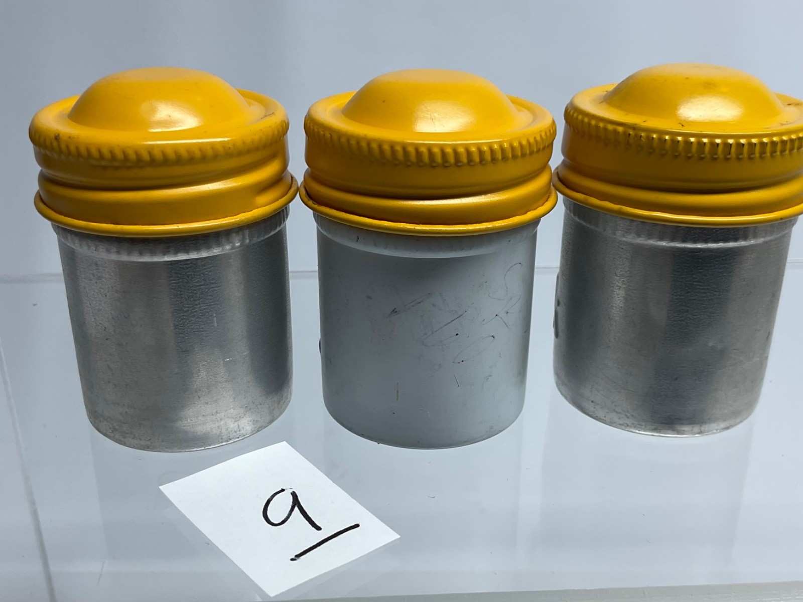 3 VTG Lot Kodak 35mm Film Roll Embossed Container Metal Tin Can Canister yellow