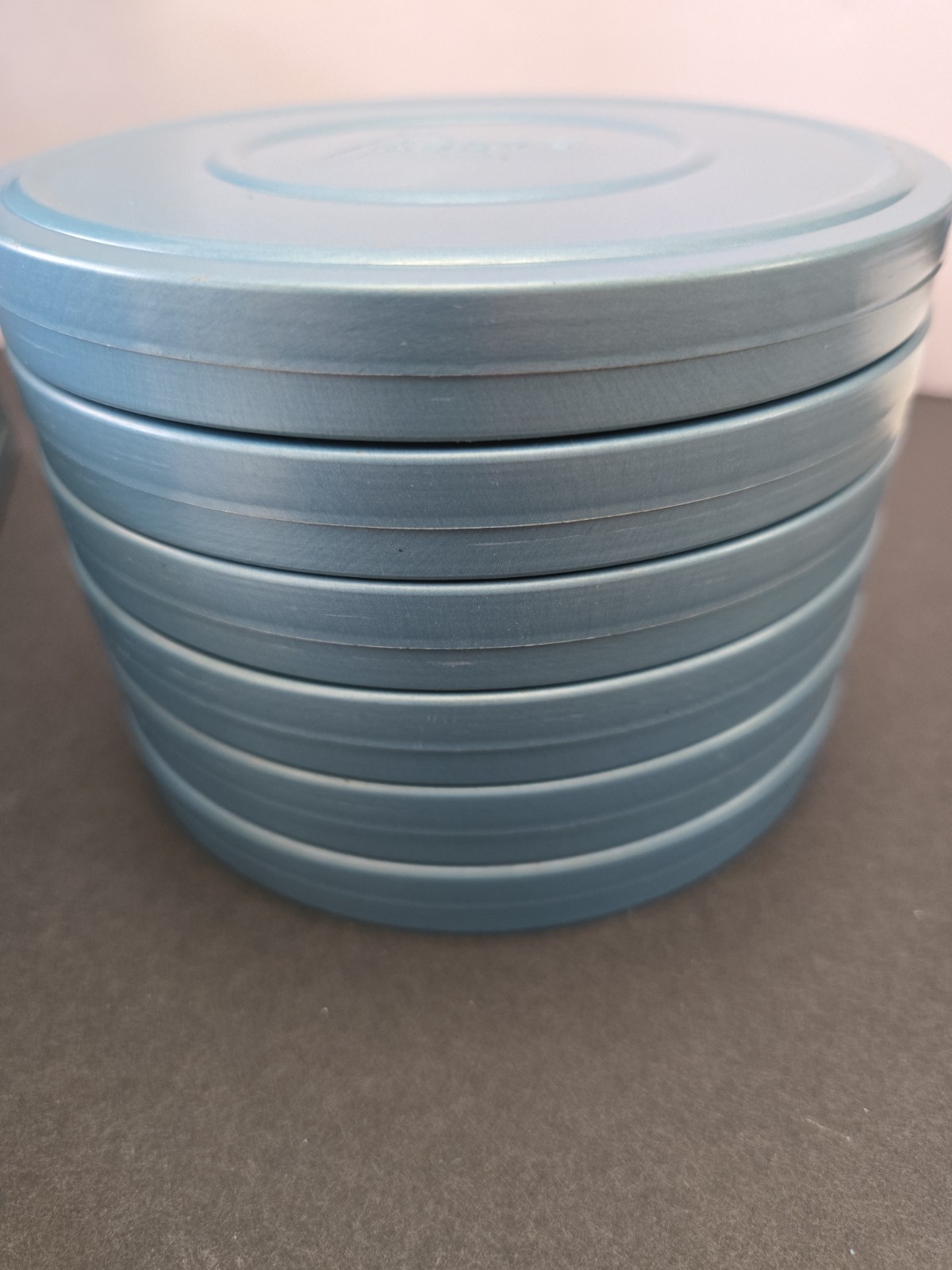 Vintage Adams Metal Film Can Storage Case,6 Box Containers