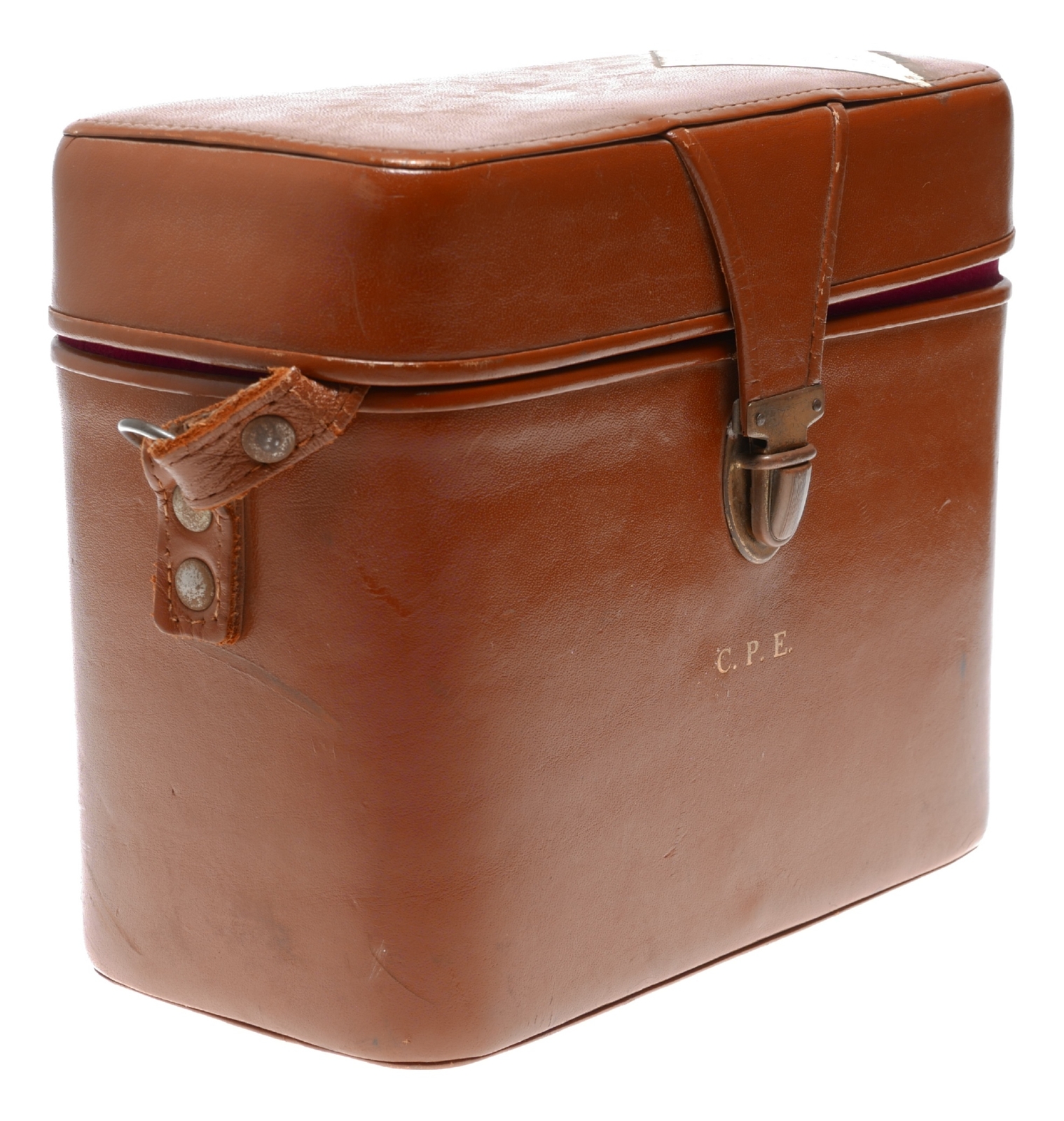 CPE Movie picture vintage film camera antique tan leather case shoulder strap