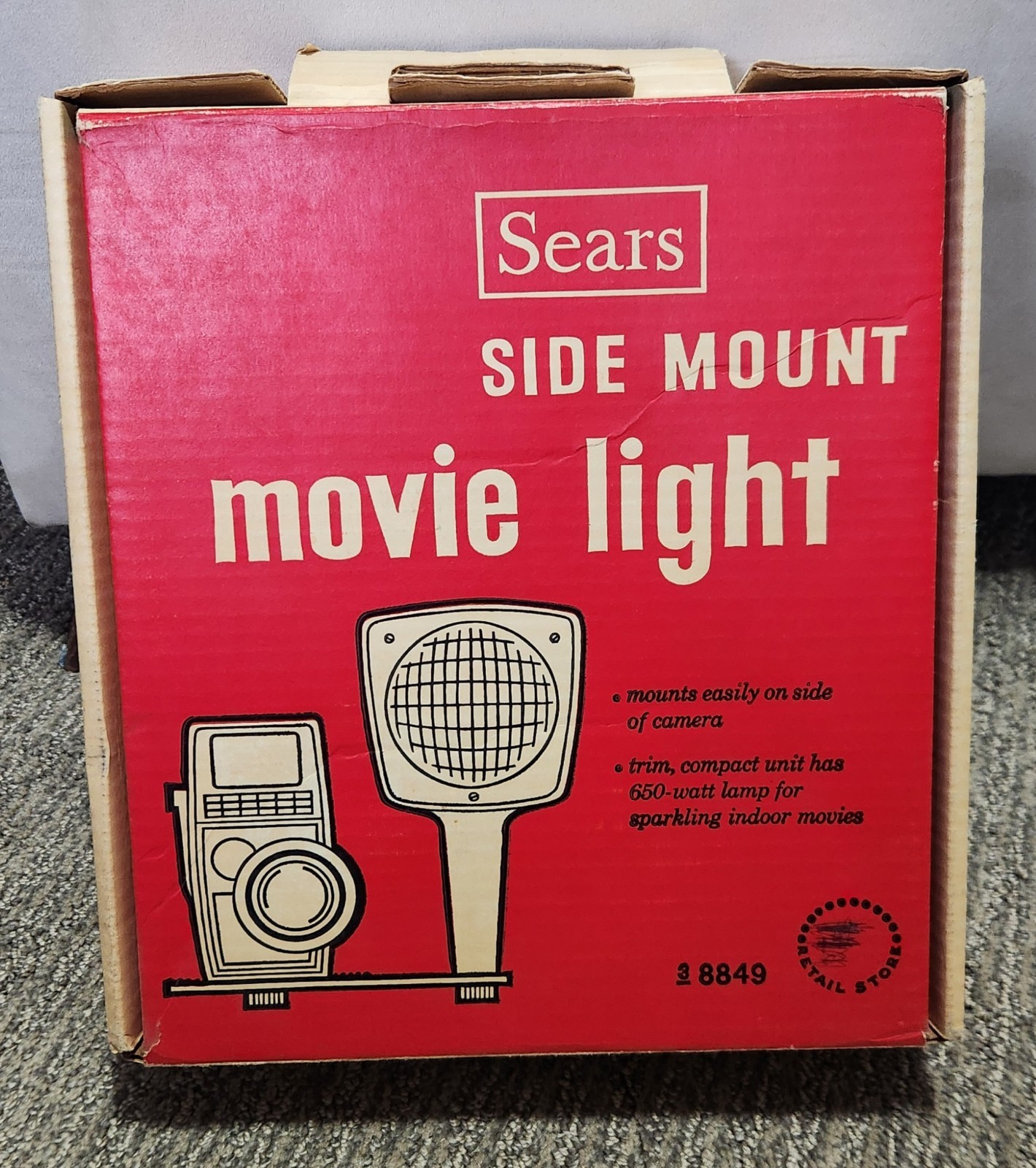 Vintage Sears Side Mount Movie Light 3-8849 With Original Box Works Great